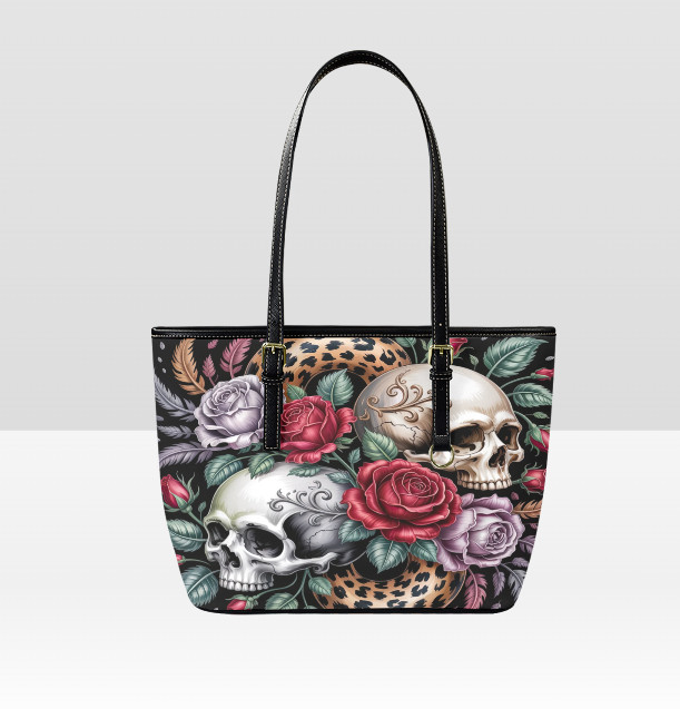 Custom Tote Hand Shoulder Bag 12 X 15 Happy Mothers Day Gothic Skull Roses NEW