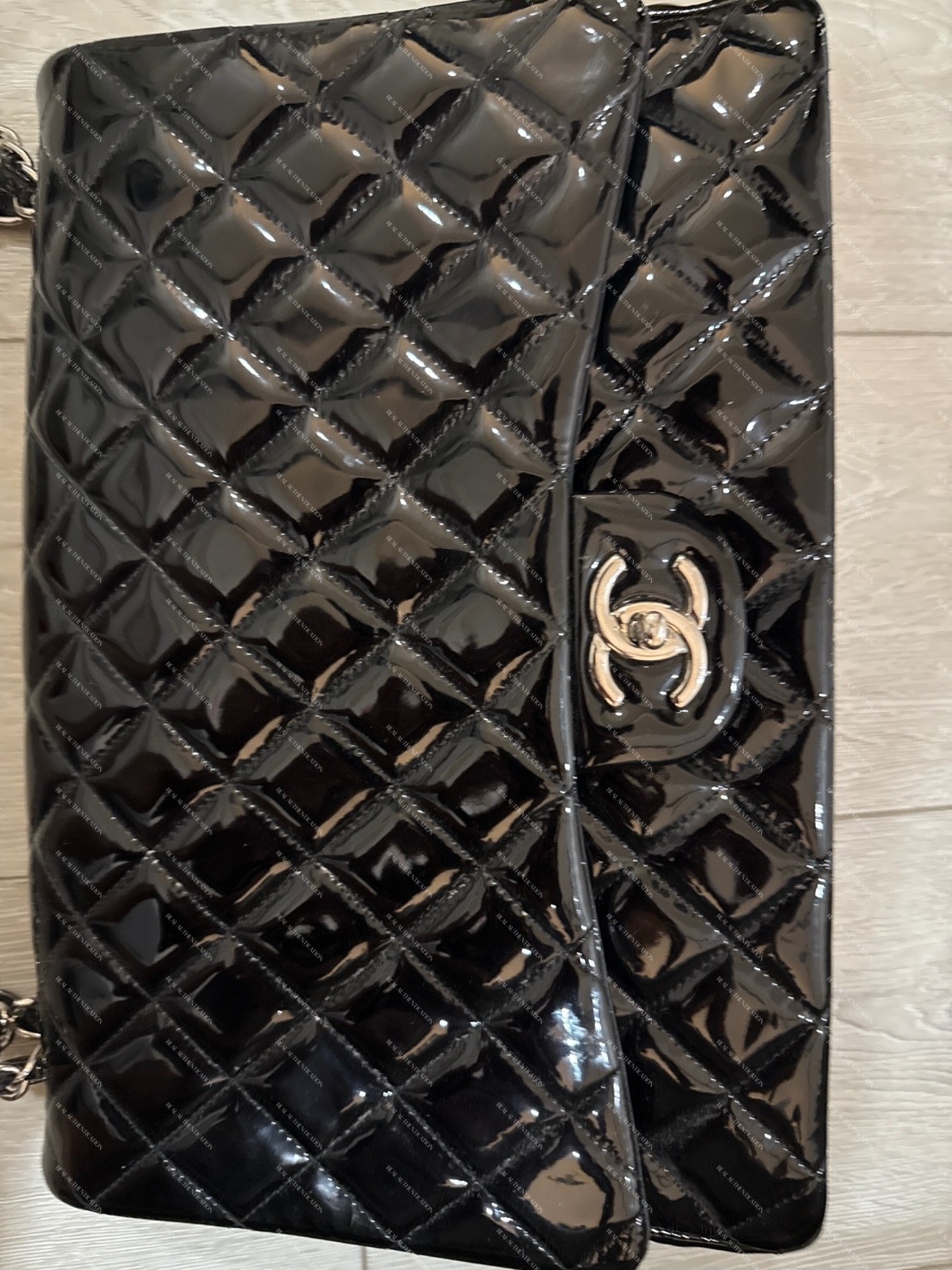 Vintage Chanel Black Patent Leather Classic Flap Bag – Serial Sticker Present