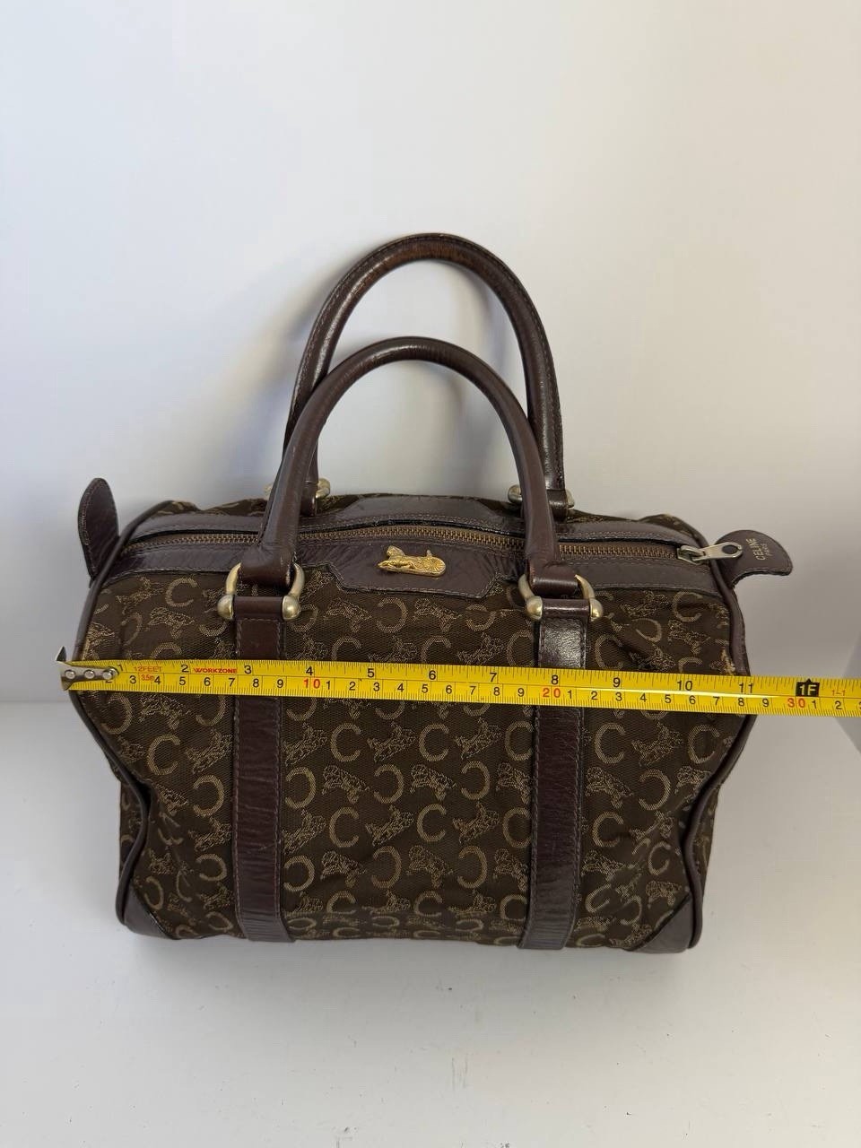 Vintage Old Celine Boston Bag Monogrammed Canvas