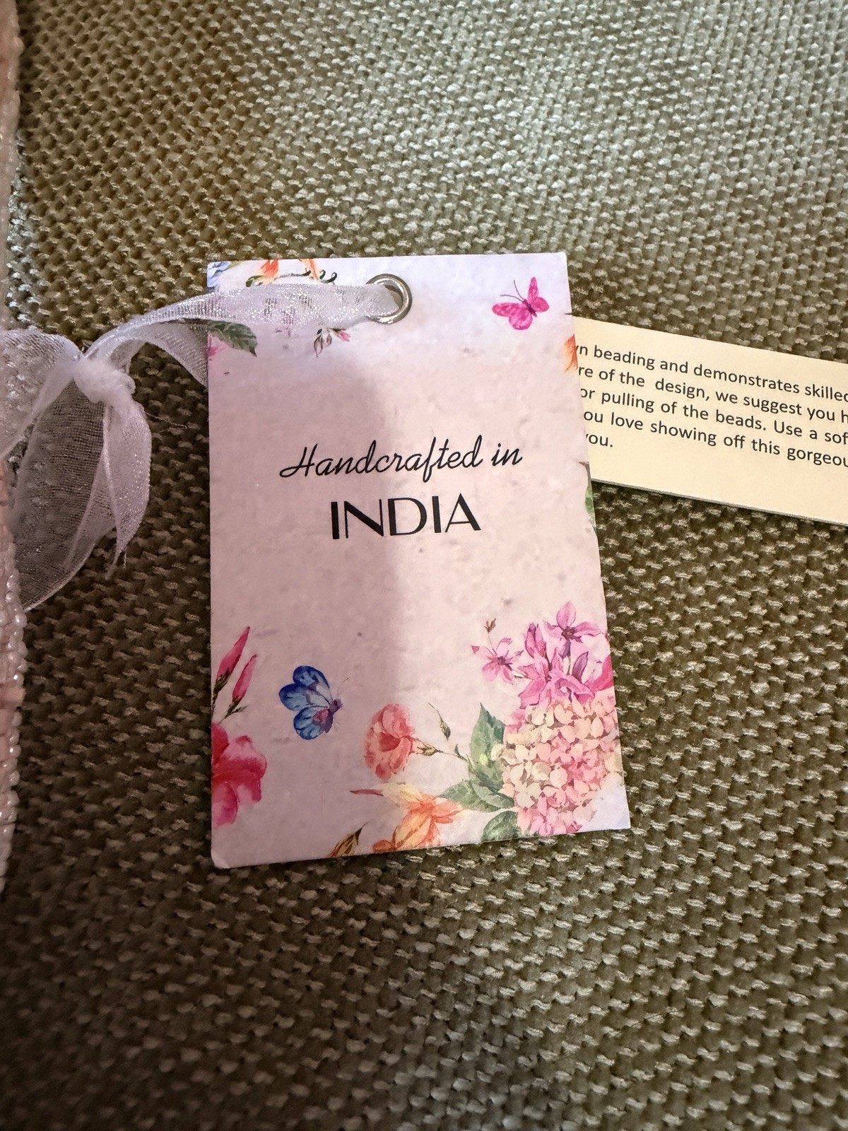Handmade Beaded in India Popcorn Pizza Cupcake Shoulder Pink White w/Charm Viral