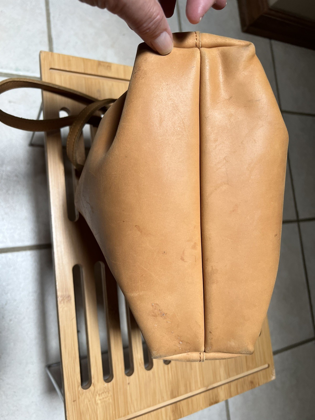 ABLE Leather ABERA Crossbody Tote Commuter Bag Purse Tan pre-owned