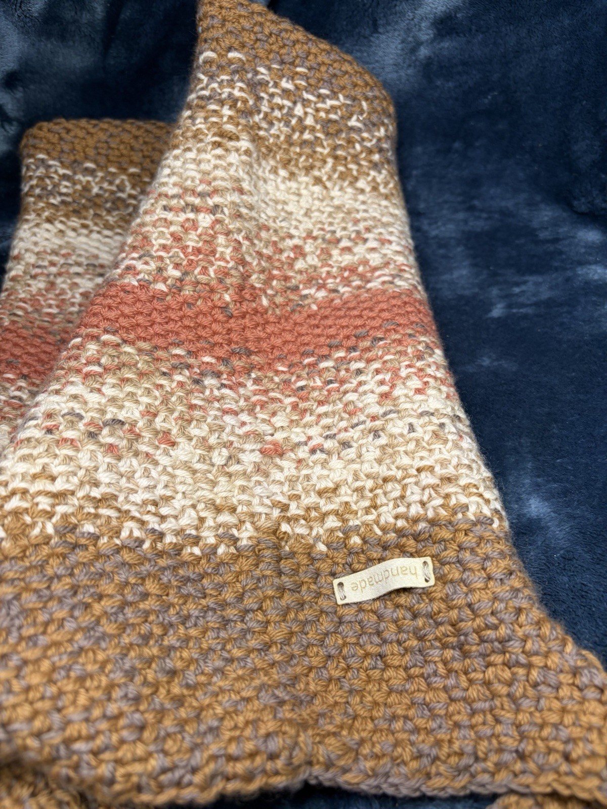 Handmade Crochet/knitted Shoulder Bag Browns, Cream, And Orange