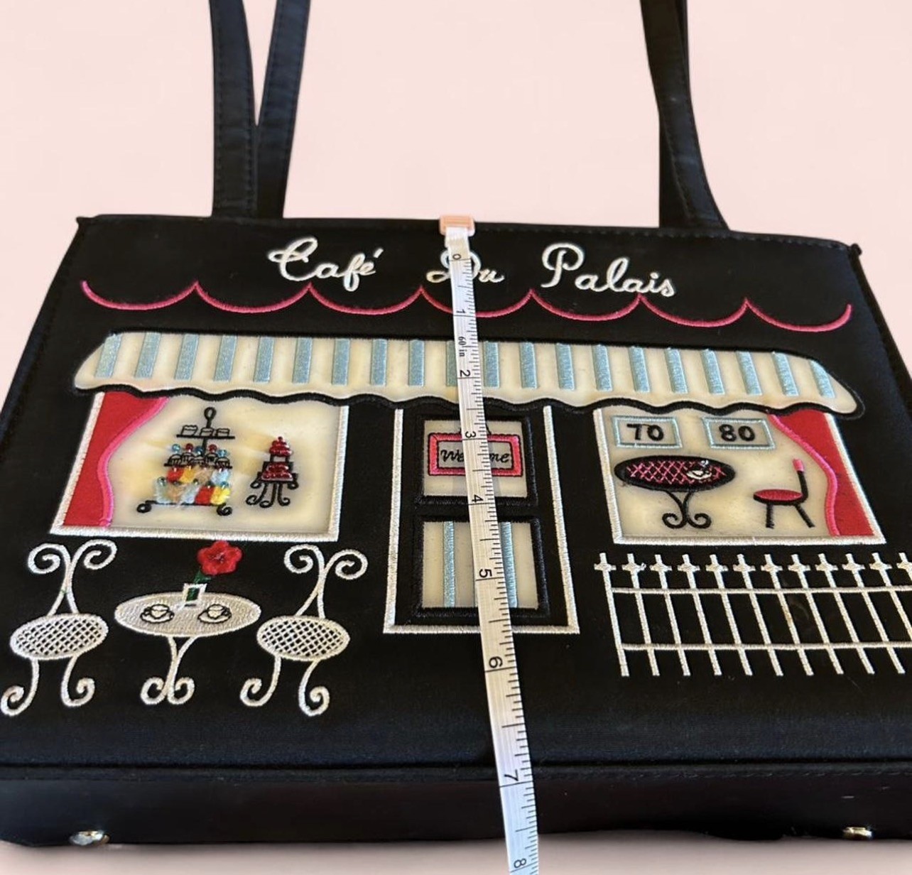 Cigar Box Purse, Handmade, Cafe Du Palais, Straps And Magnetic Button Closure.
