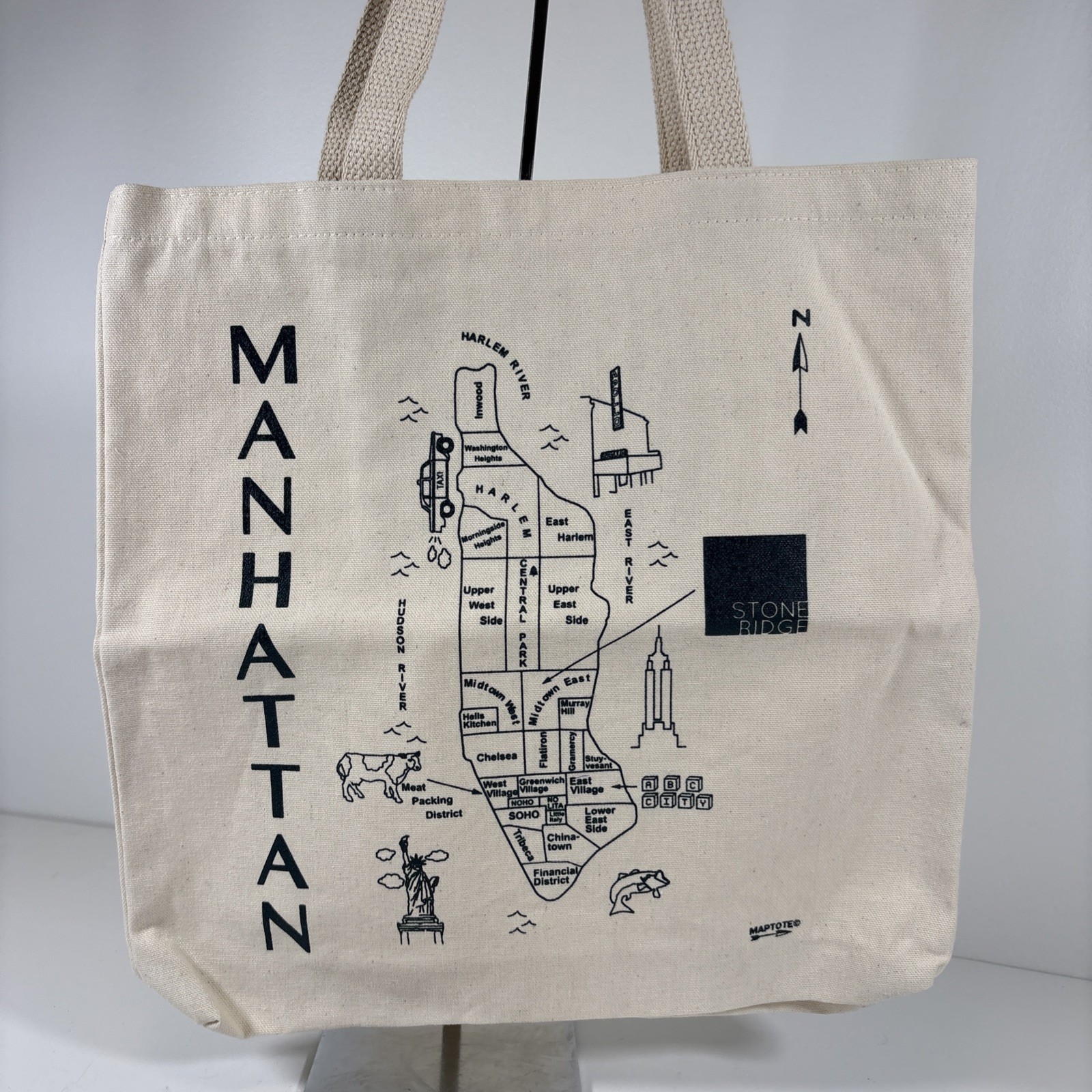 Manhattan Maptote Book Tote Bag Map 14”x16”