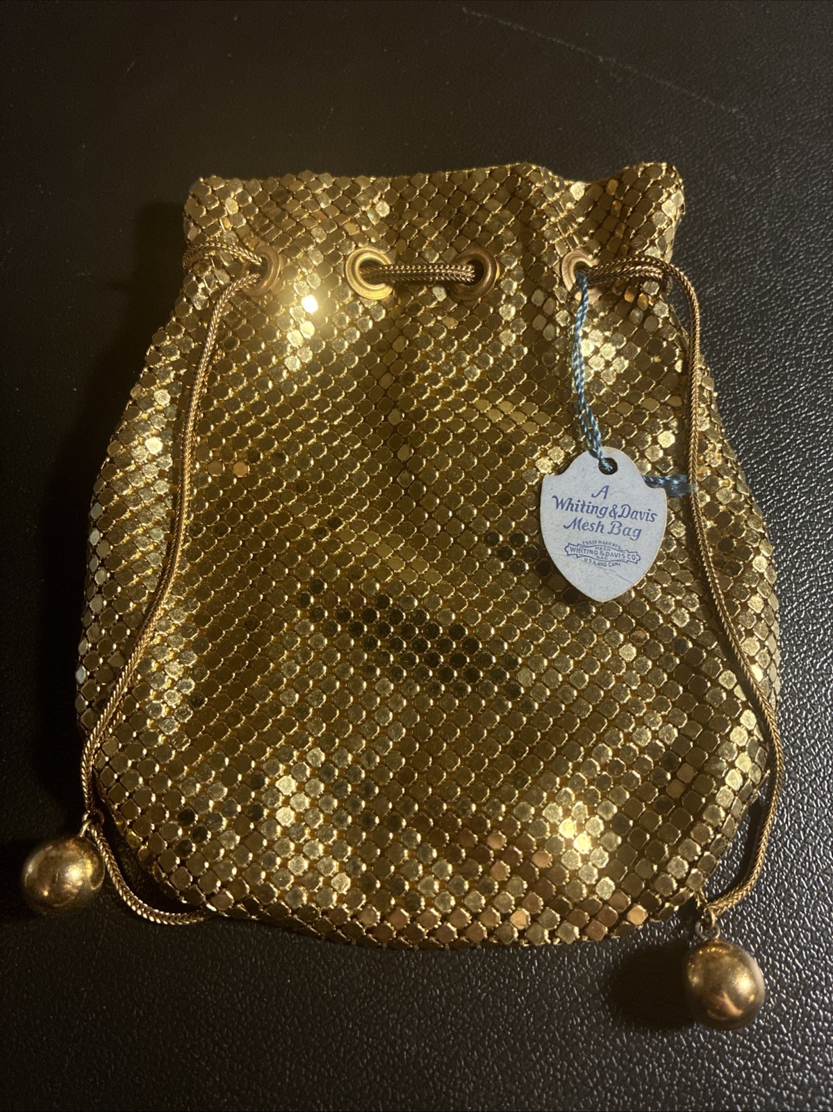 Vintage Whiting Davis Good Mesh drawstring Pouch 4w X 5h Original Hangt G2U
