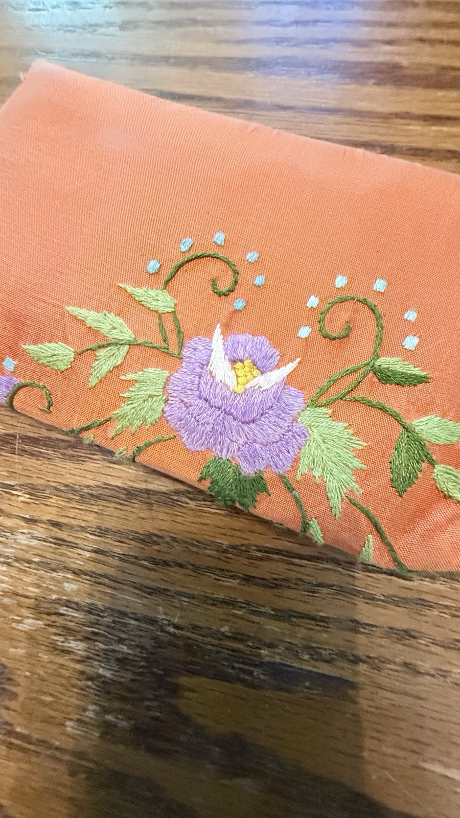 Embroidered clutch bag, orange, vibrant florals