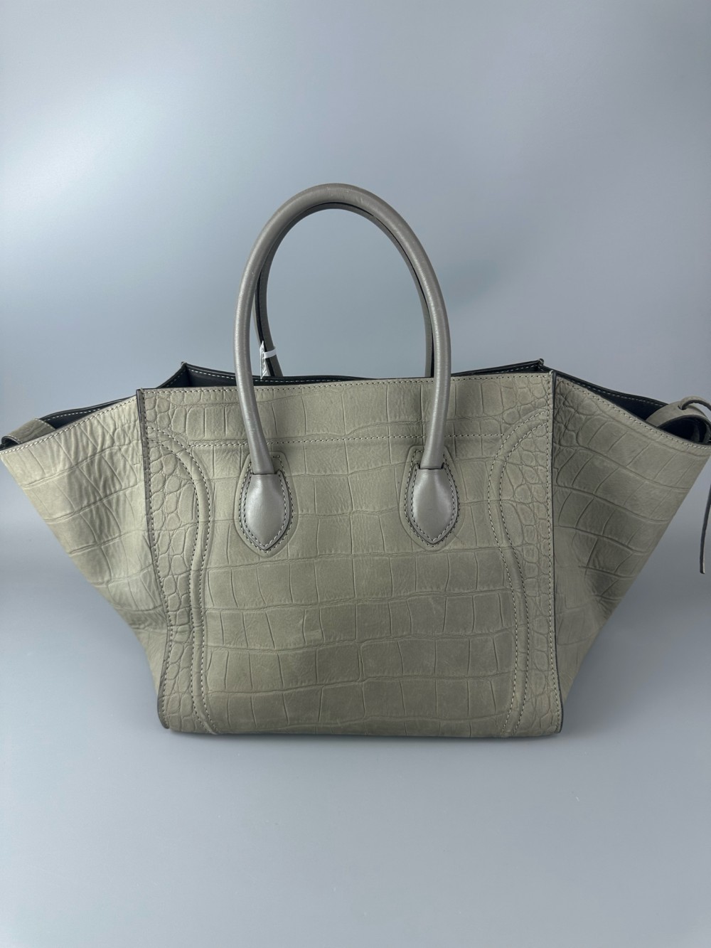 Celine Luggage Phantom embossing Grain cowhide handbags Gray Medium