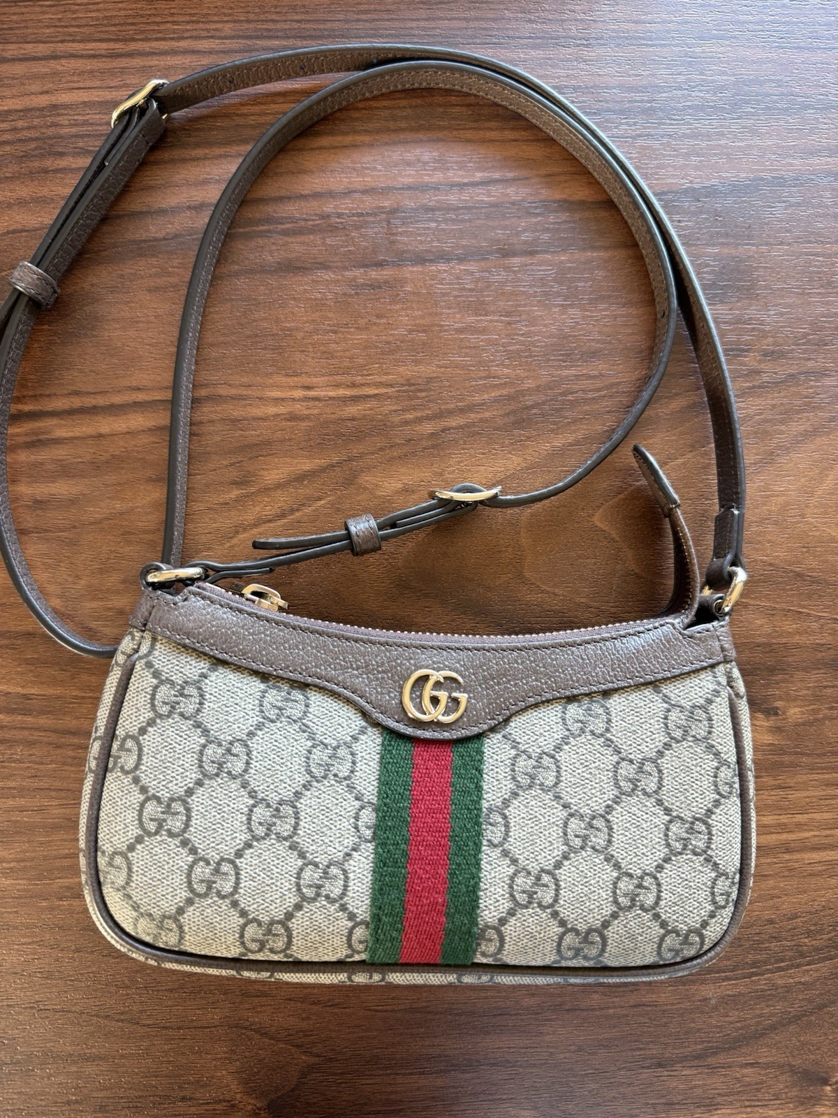 Summer Bag! Gucci Ophidia Mini GG Crossbody Gucci Stripe Gold Hardware w/Box