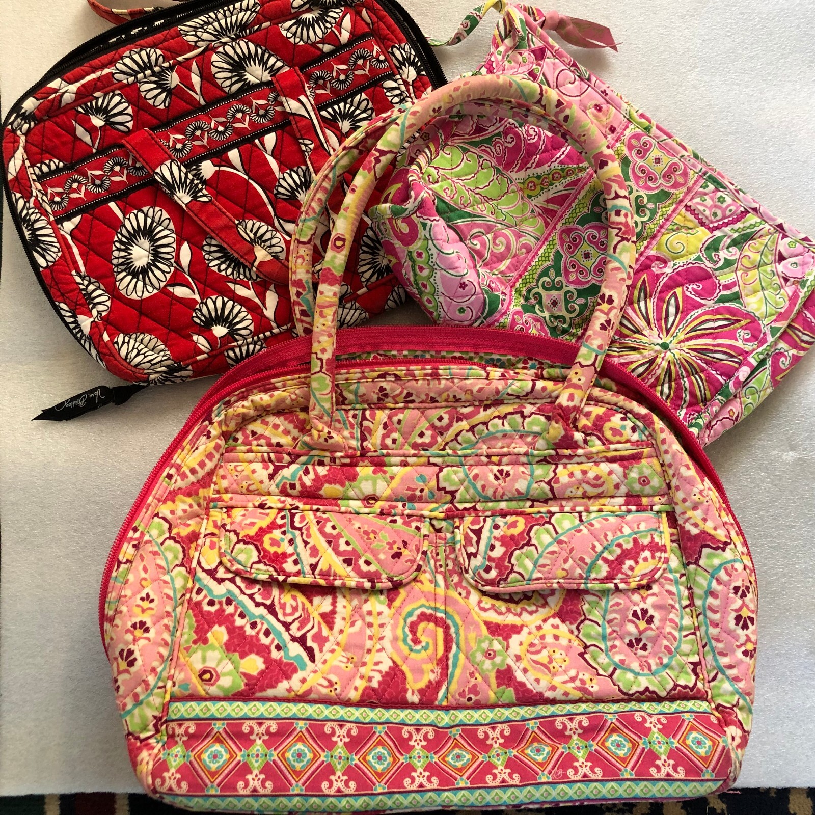 Vintage Retired 2007 Vera Bradley Capri Melon Deco Daisy Collection 3 Piece