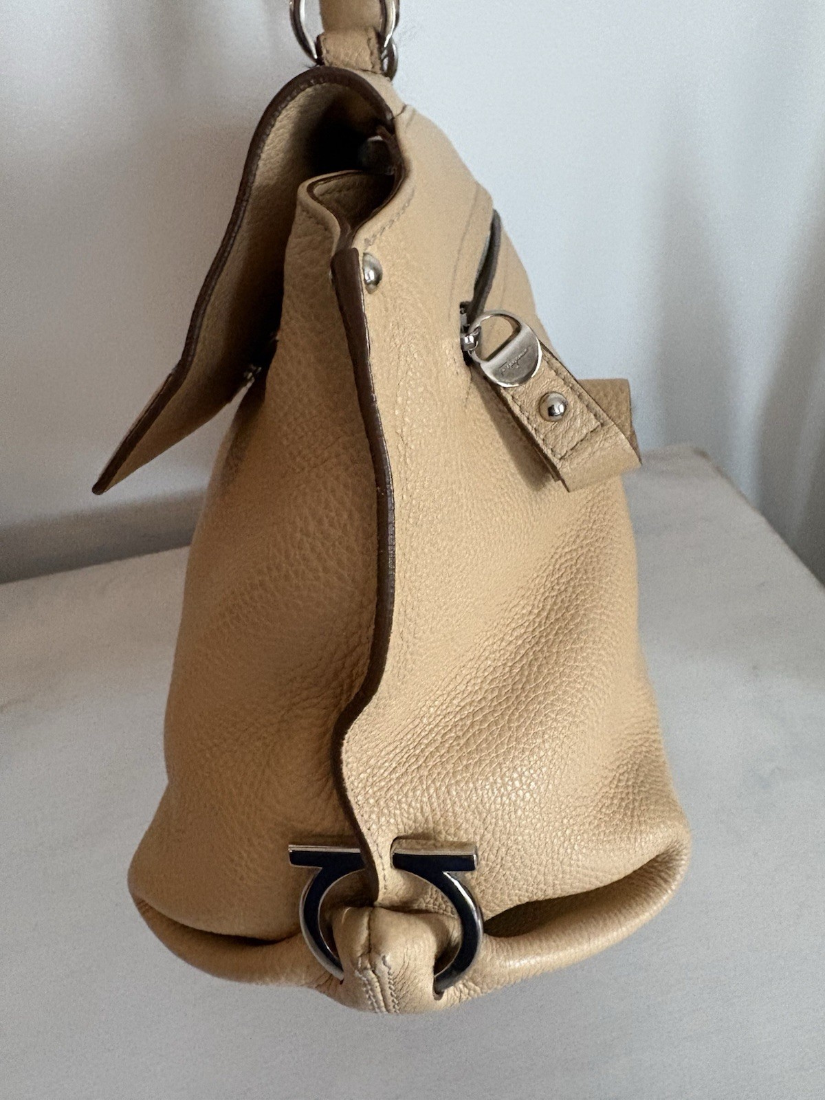Salvatore Ferragamo Sofia Satchel Leather Beige Bag