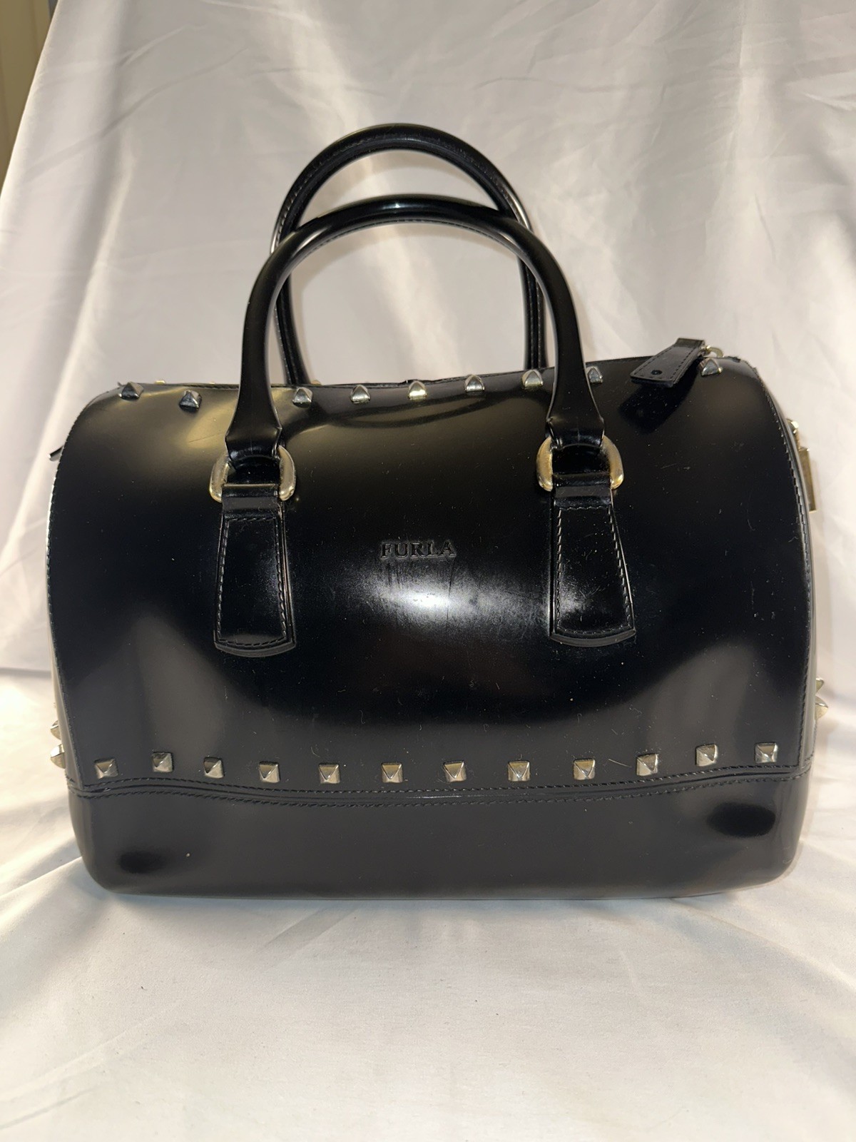 FURLA Candy Bag Handbag BLACK Preowned