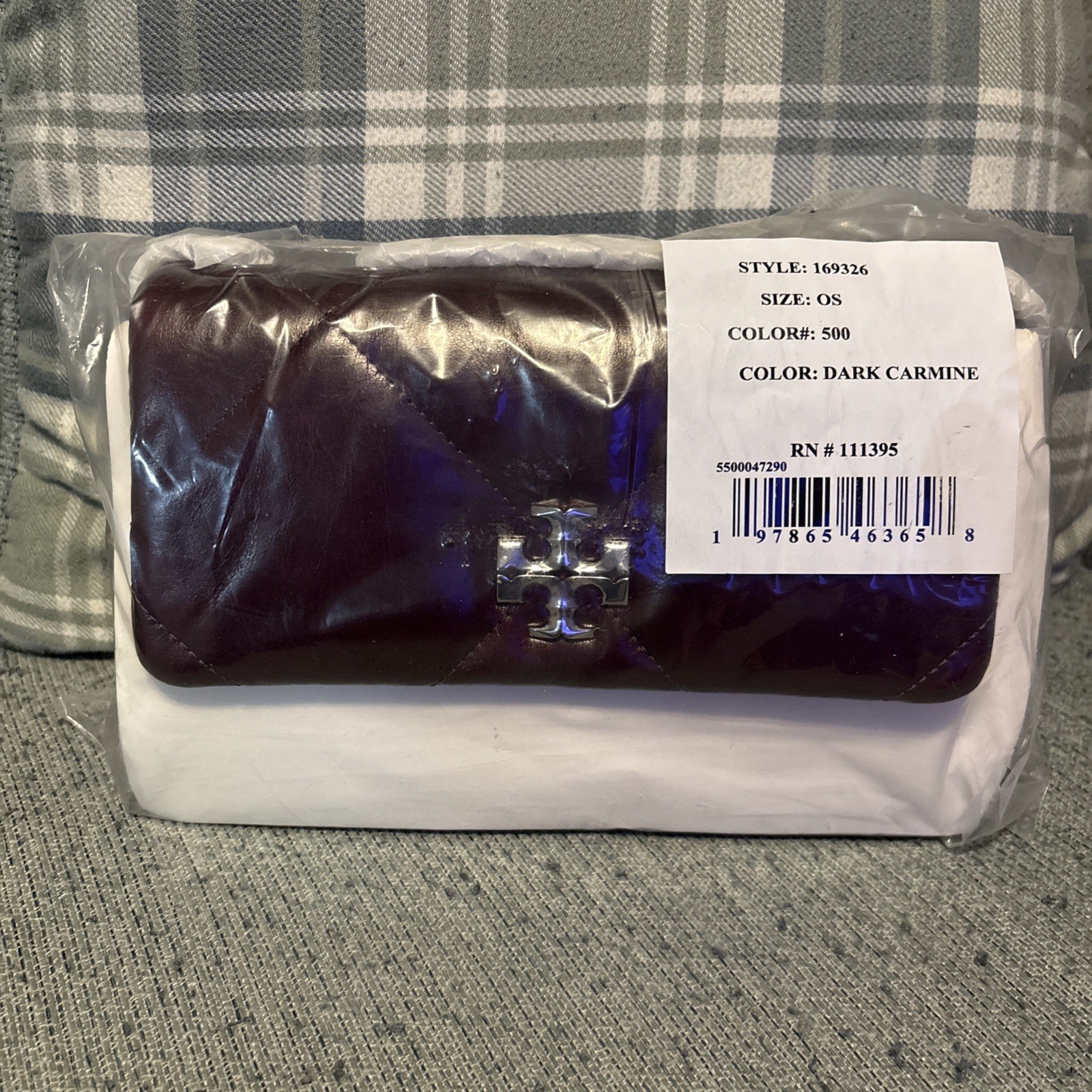 NWT Tory Burch Small Kira Diamond Quilted Convertible Dark Carmine Shoulder Bag