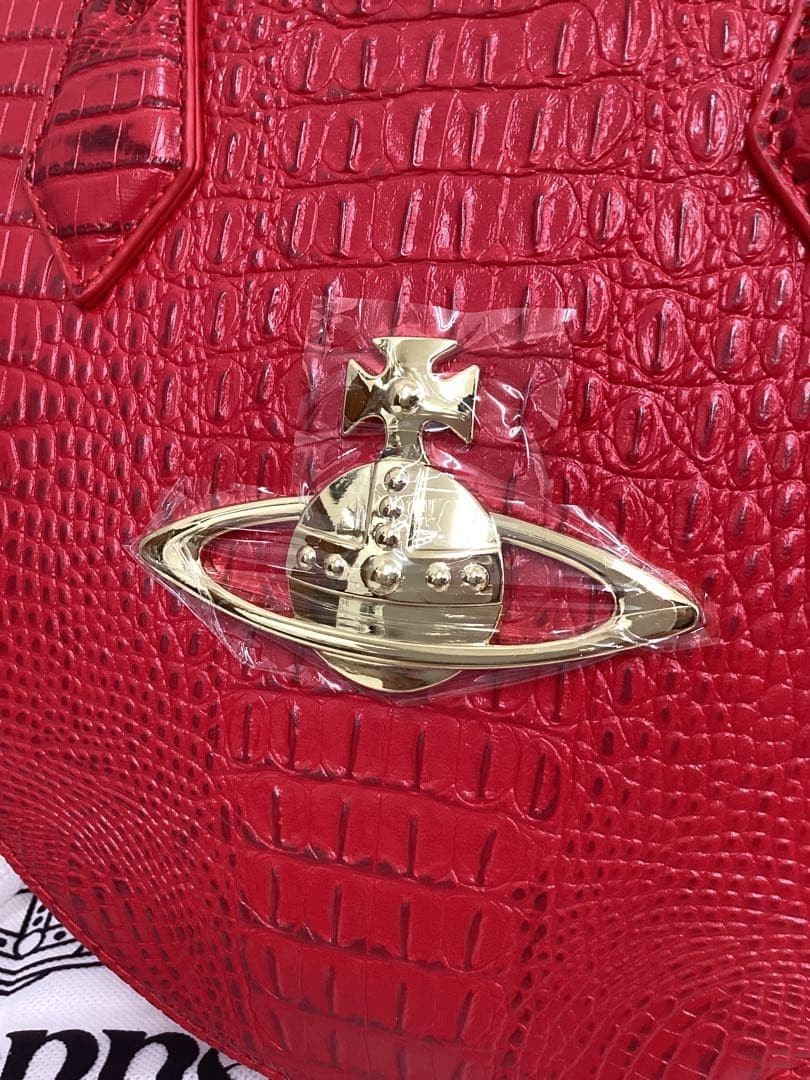 Vivienne Westwood Heart Crossbody Bag Red Croc Embossed Leather 2Way New Japan