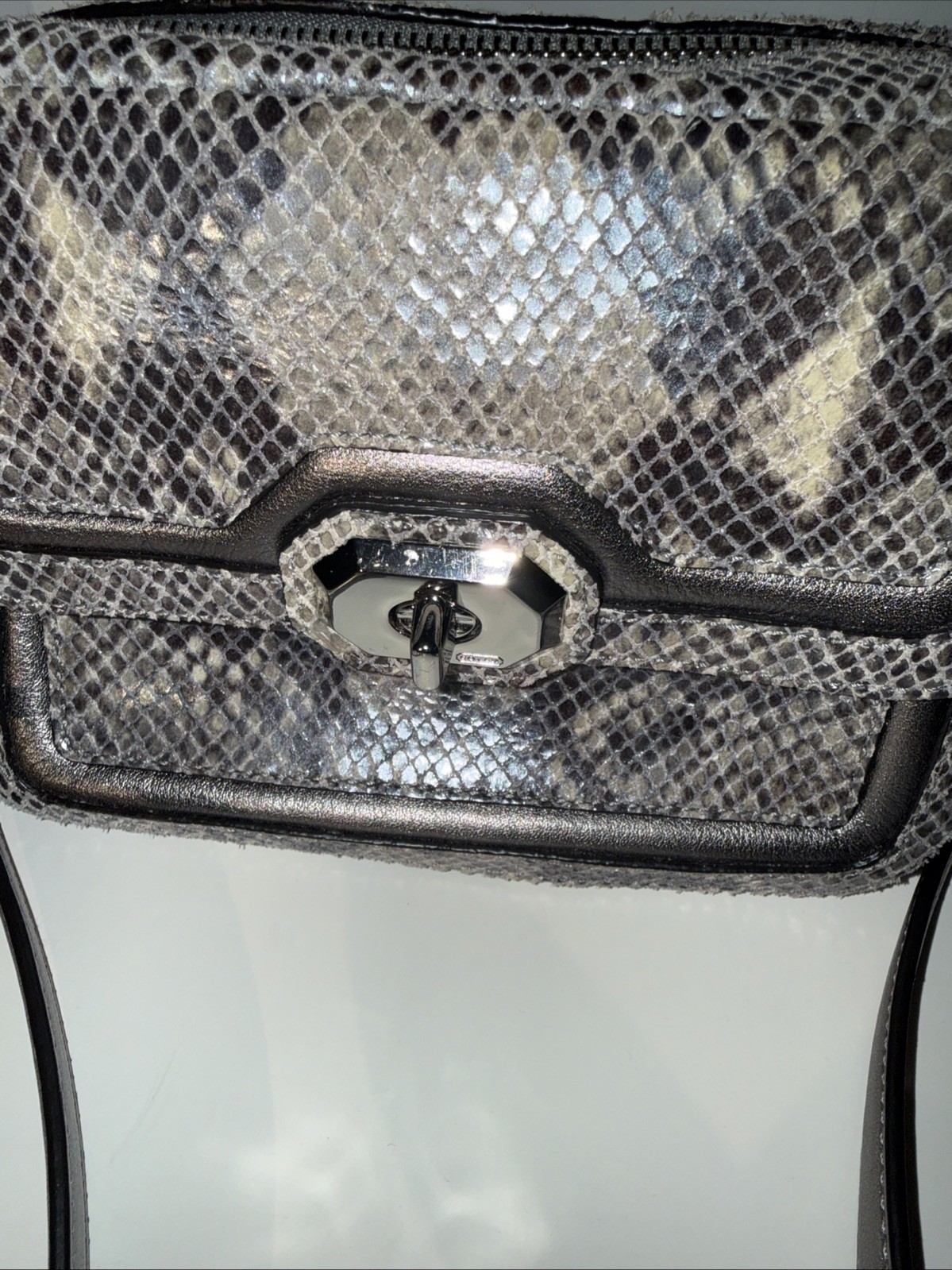 COACH Campbell Exotic Leather Crossbody Purse Camera Bag Python Platinum Small