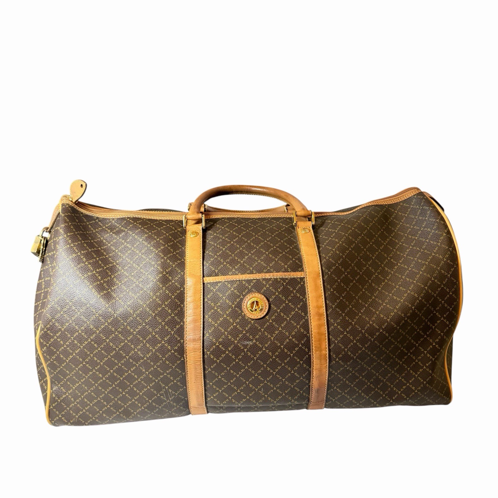 Vintage Travel Duffle Bag La Tour Eiffel Brown Approximately 21×10 Inches