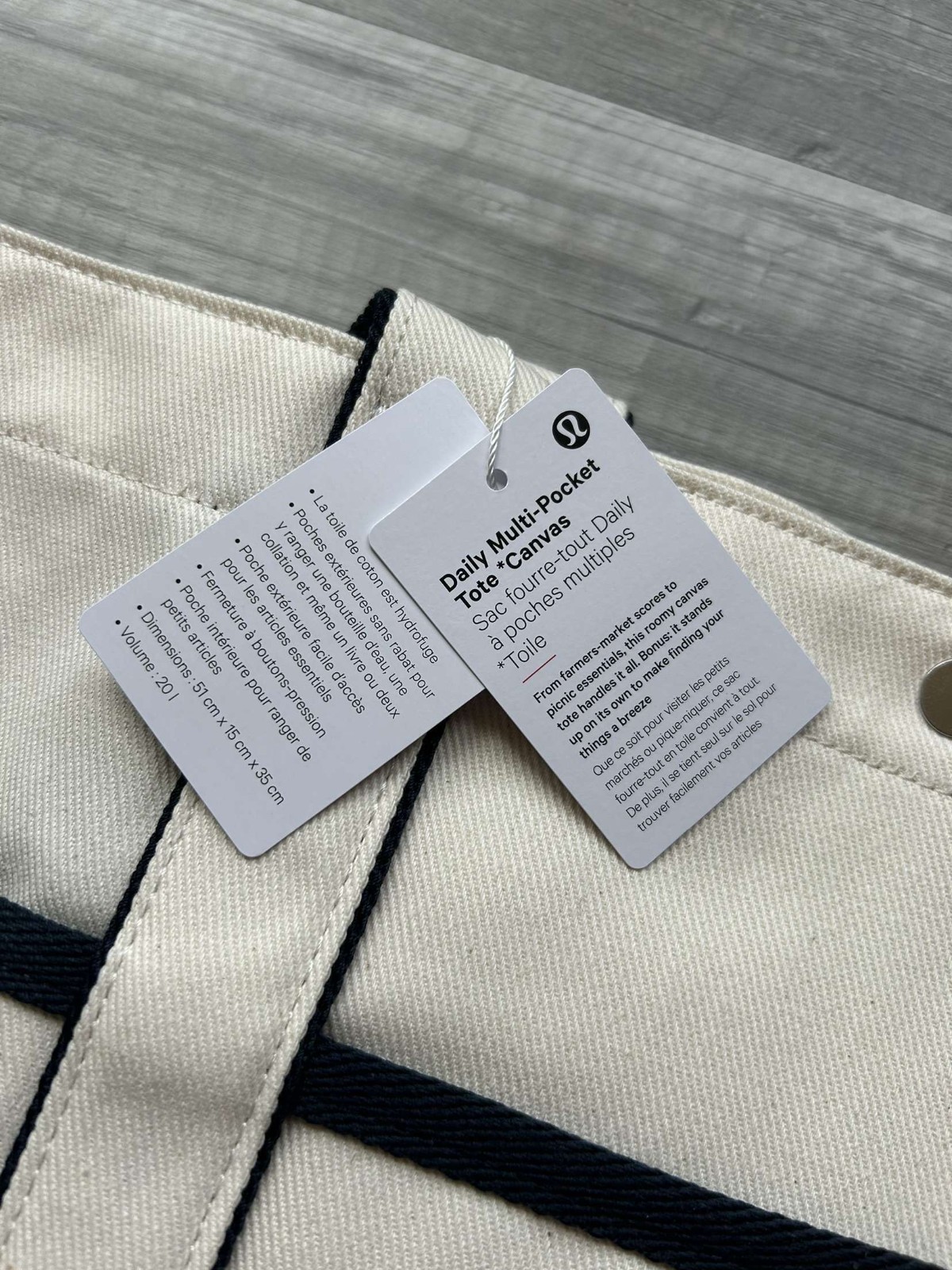Lululemon Daily Multi Pocket Canvas Tote Bag White True Navy 20L New With Tags