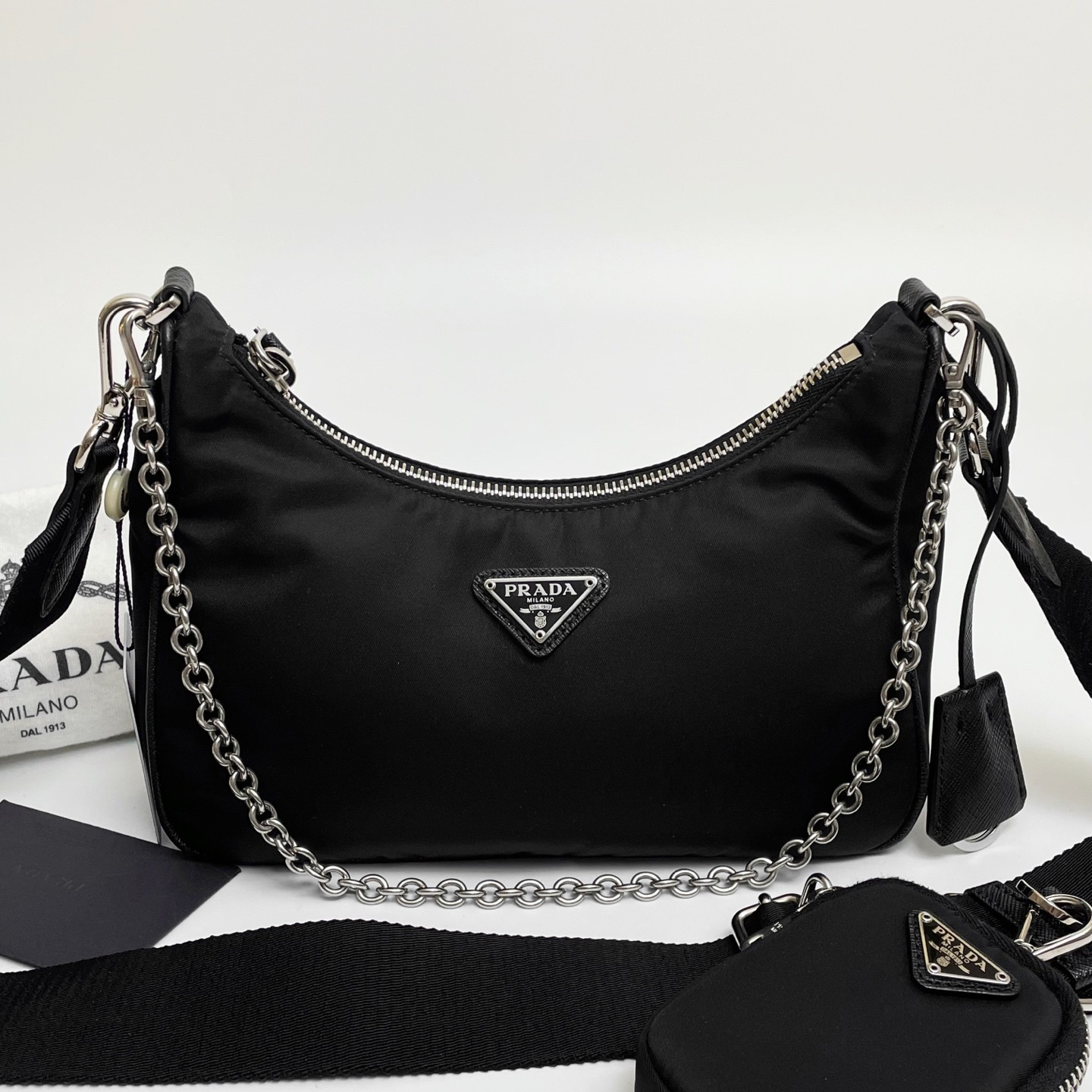 PRADA Re-Edition 2005 Re-Nylon Shoulder Crossbody Bag Black