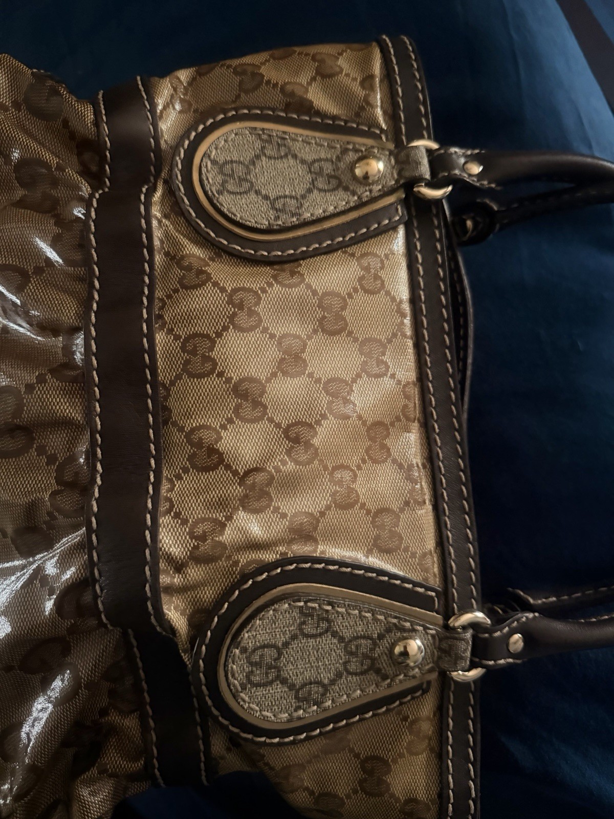 Authentic Gucci Crystal Joy Tote/Handbag Coated Canvass