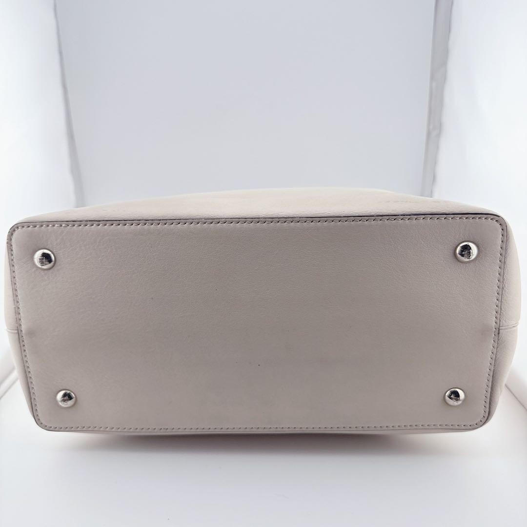 Fendi 2Jours Leather 2 Way Shoulder Bag Beige Gold Hardware Auth From JAPAN