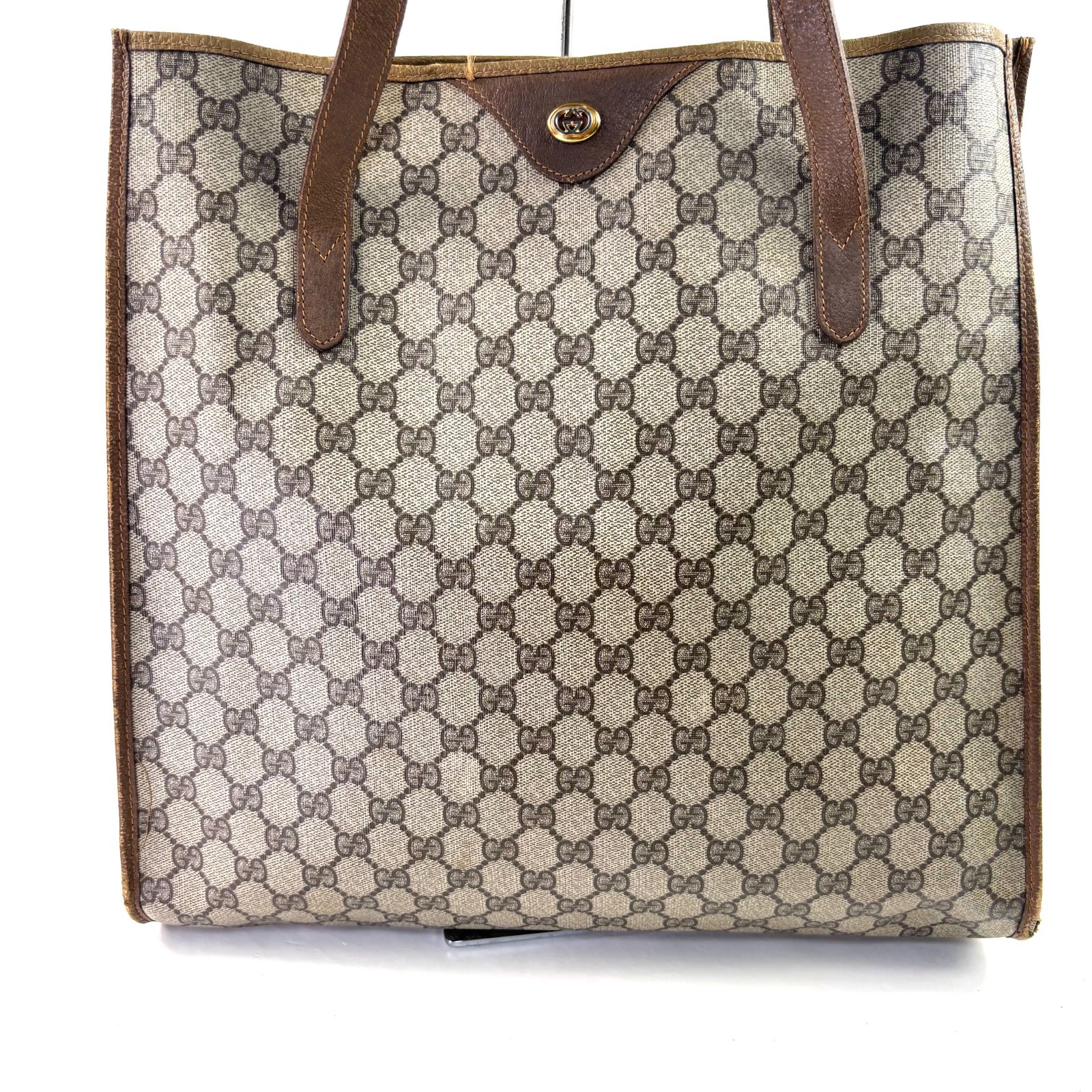 Gucci GG Shoulder Tote Bag Supreme Brown Canvas Leather Authentic