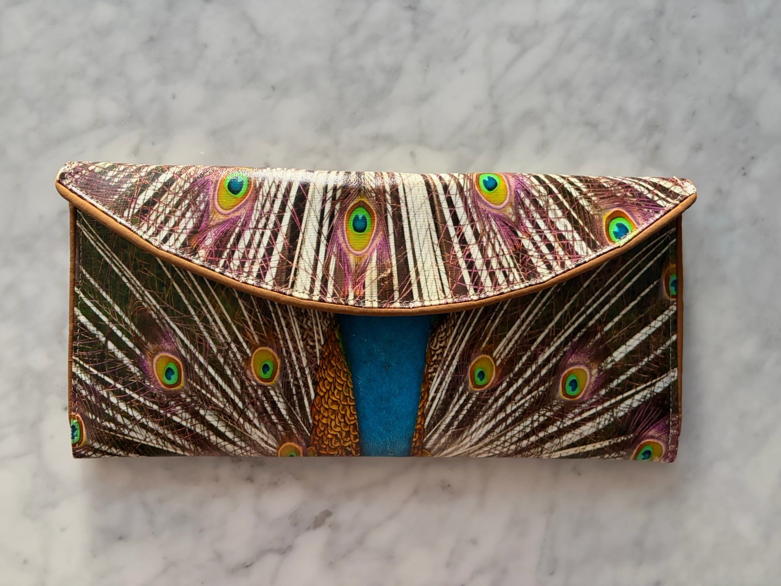 Kent Stetson Peacock Crossbody Clutch Handbag