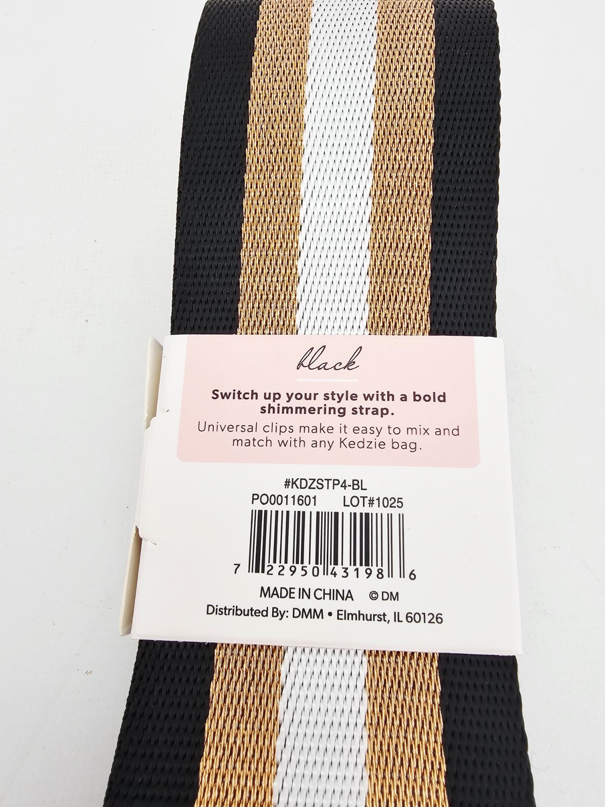 Kedzie Womens 24 Carat Adjustable Interchangeable Purse Strap Black Striped