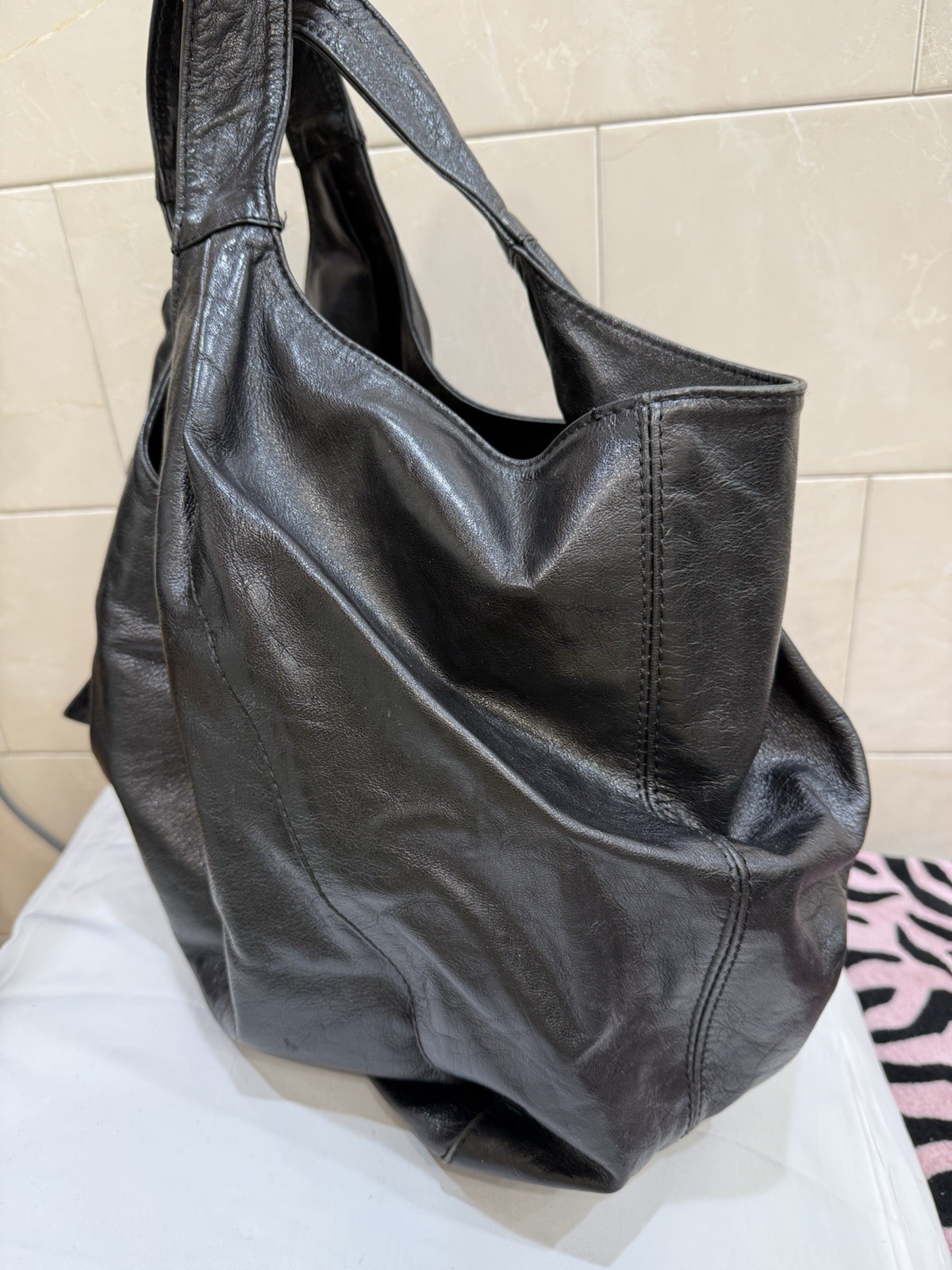 Valentino Lucca Nuage Leather Hobo Bag Black