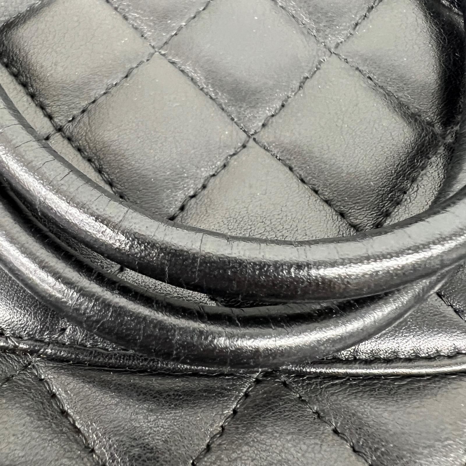 CHANEL A25166 Cambon Line Small Tote Bag black lambskin Second Hand AB-rank