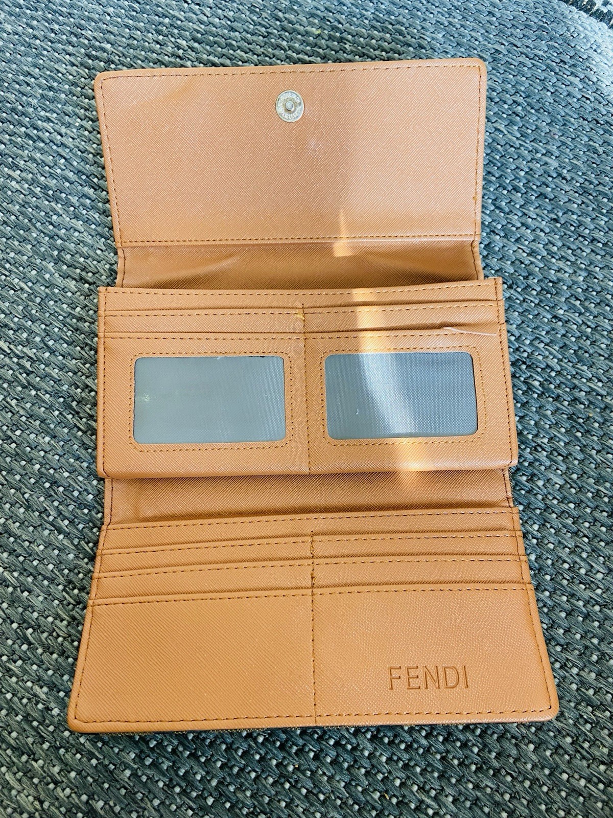 Fendi FF Zucca Monogram Long Wallet Brown Canvas Gold Logo Flap Women’s