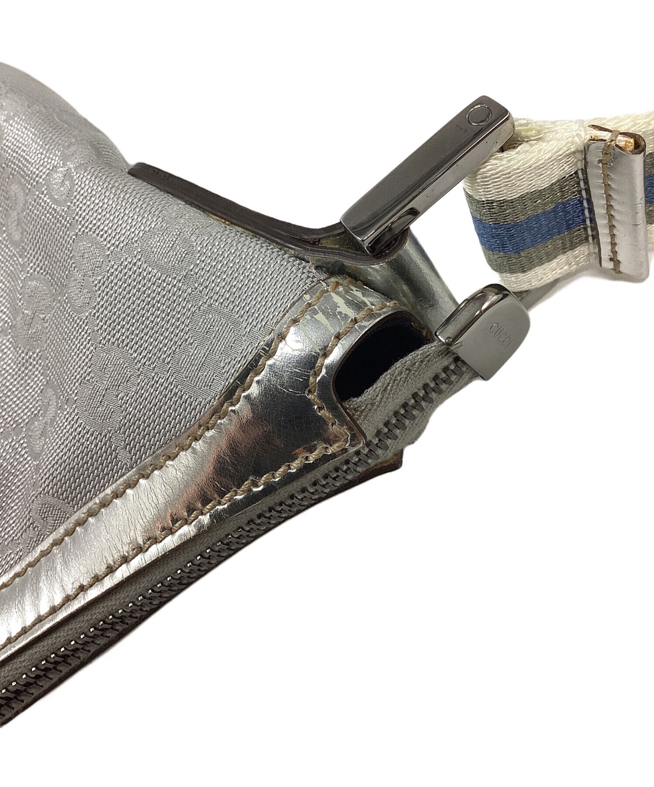 GUCCI 181092 Shoulder bag GG canvas One shoulder Silver Authentic From Japan