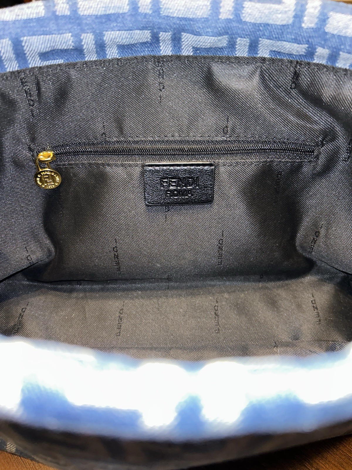 Fendi Mama Baguette Blue FF Jacquard Canvas Shoulder Crossbody Bag 2 Straps