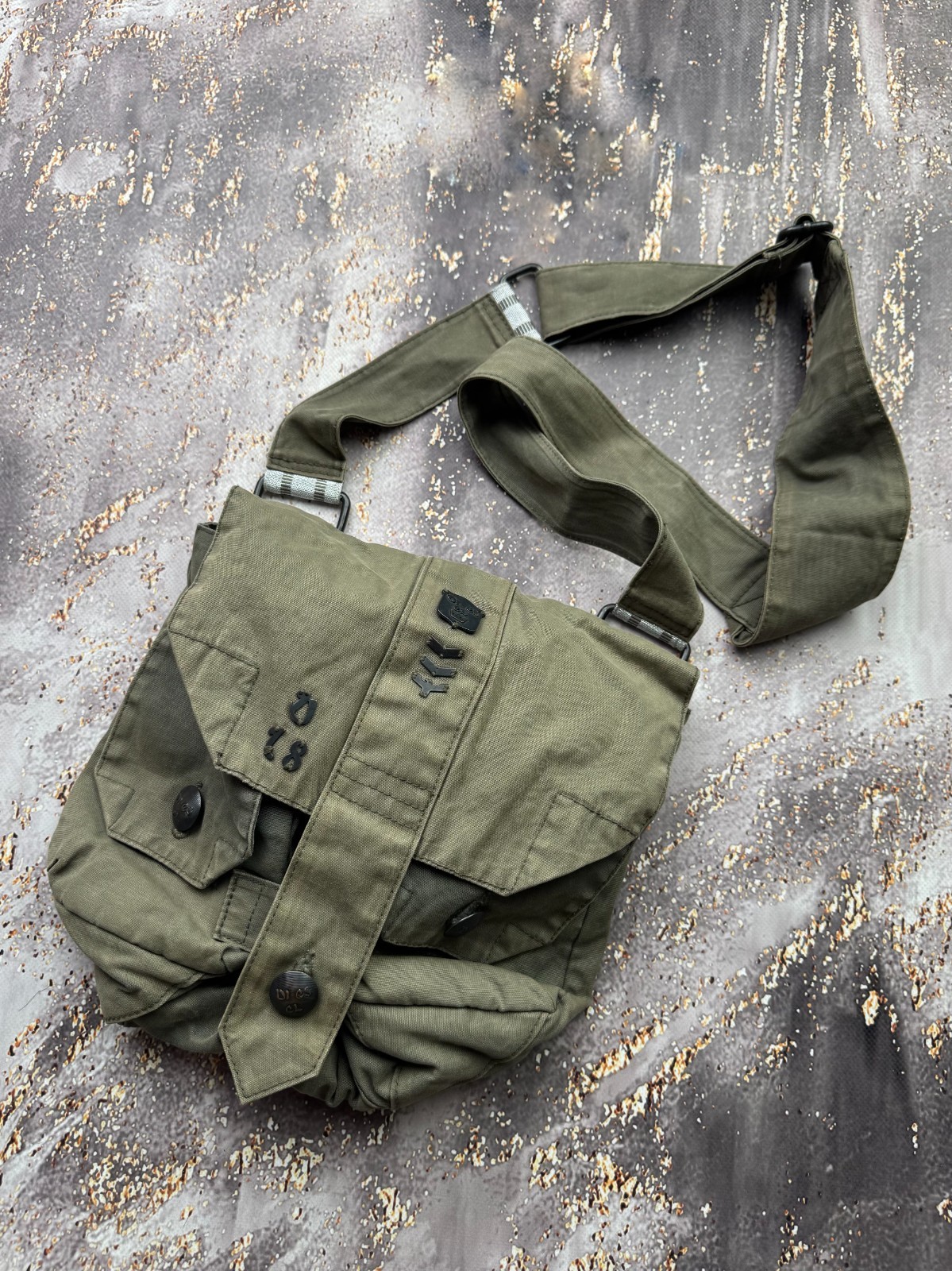 Diesel Vintage Y2K Khaki Canvas Convertible Shoulder Bag Multiple Pockets Women