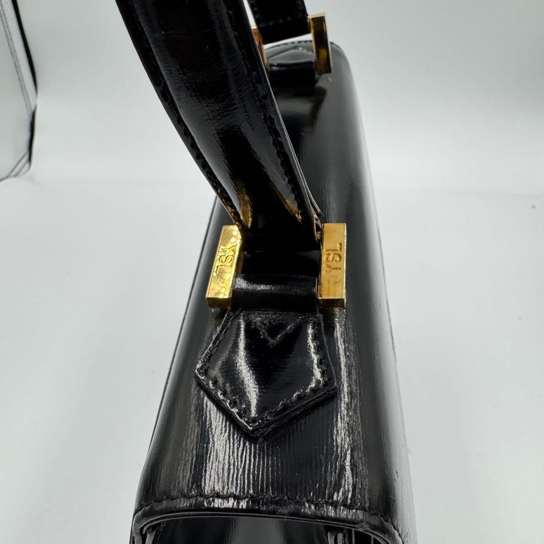 Yves Saint Laurent Top Handle Handbag Black Textured Leather W24.5cm