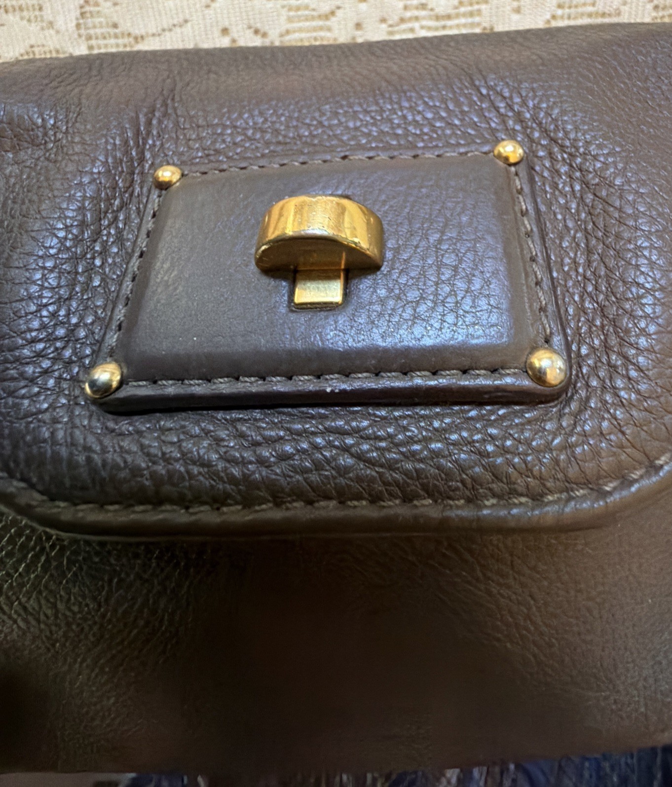 Marc Jacobs Turn Lock Flap Mocha Crossbody Genuine Italian Leather Purse