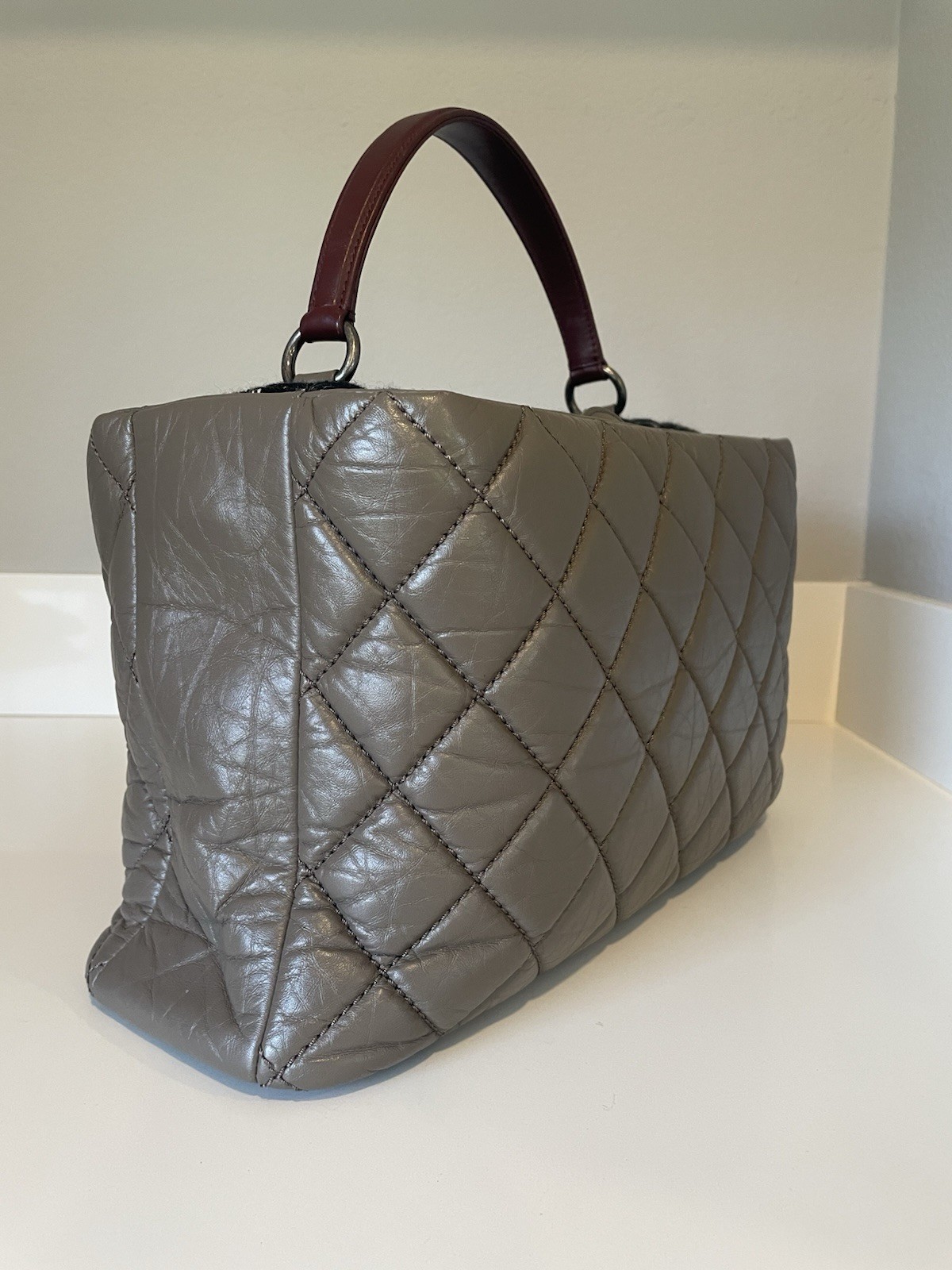 Authentic CHANEL Tweed & Quilted Portobello 2-Way Top Handle Tote Handbag