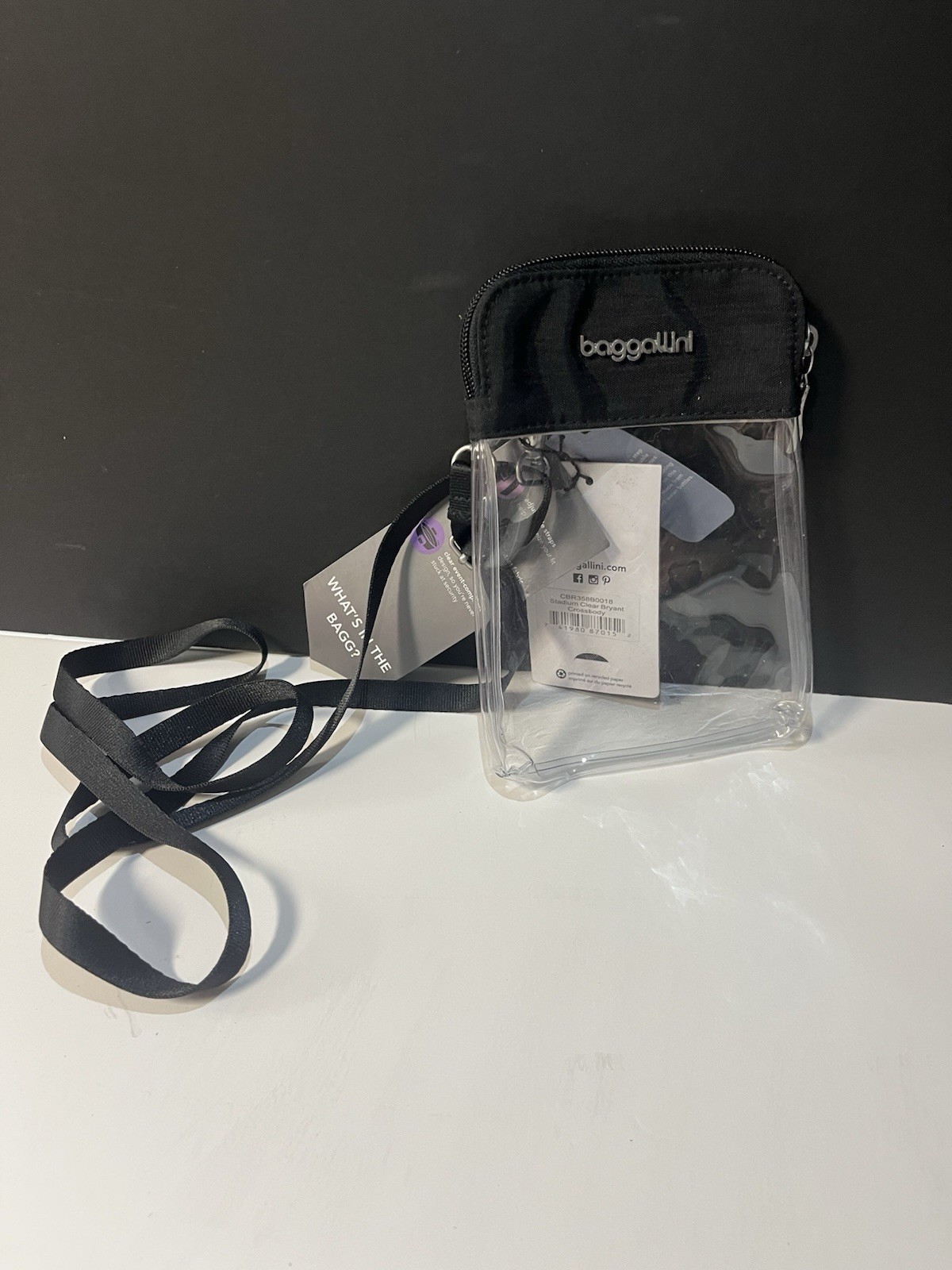 Baggallini Small Black And Clear Crossbody Bag Unisex