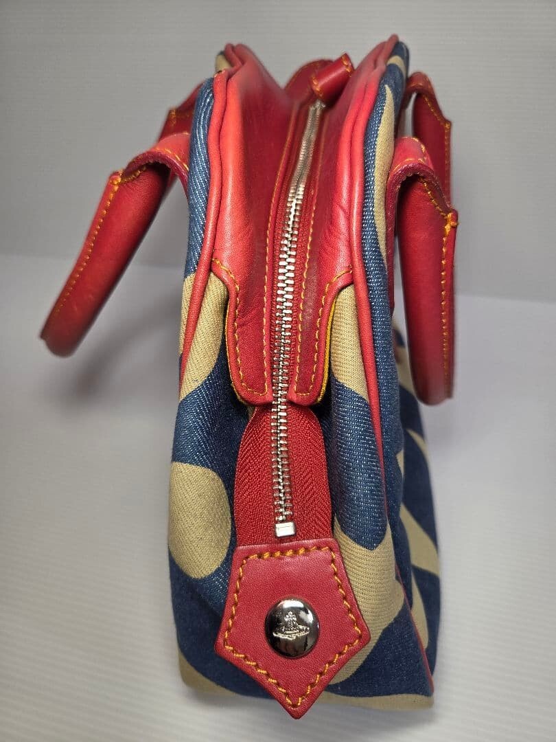 Vivienne Westwood Orb Print Yasmin Bag Vintage Canvas Dome Handbag Auth