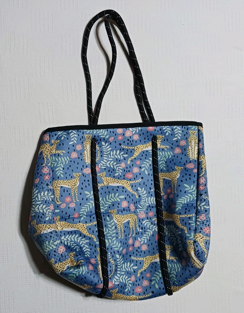 Marleylilly Monogramed Neoprene Tote Bag With A Leopard Print Design