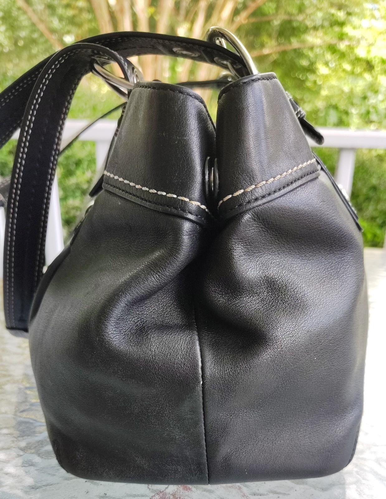Coach LARGE F13732 Vintage Soho Black Pleated Leather Shoulder Bag
