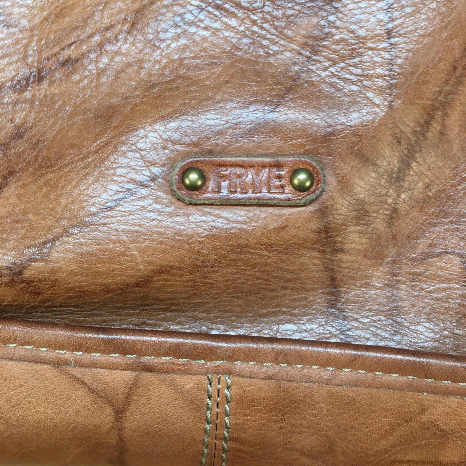 Frye Madison North South Leather Crossbody Bag Marbled Cognac Brown Campus