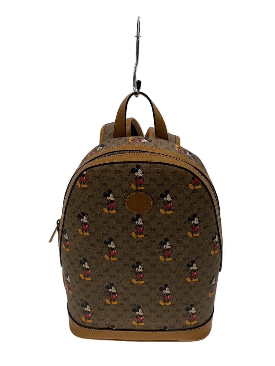 Gucci x Disney Mikey Mouse GG Supreme Backpack PVC Canvas Leather Beige 552884