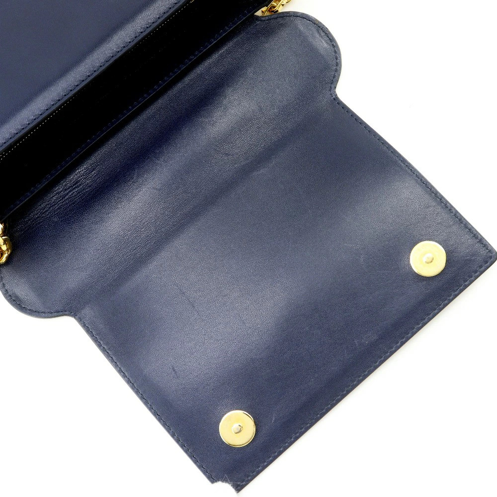 Valentino Garavani Studs Chain Shoulder Shoulder Bag Lambskin Navy Blue #NB2172