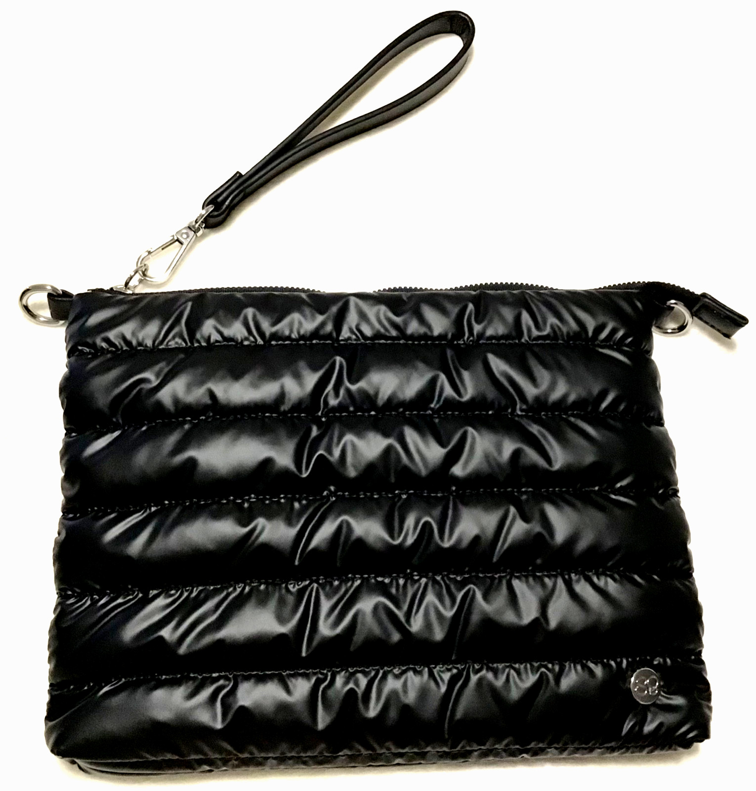 Samantha Brown 3-Pc Tote/Crossbody Quilted Travel Bag + Caddy Drink Holder Black