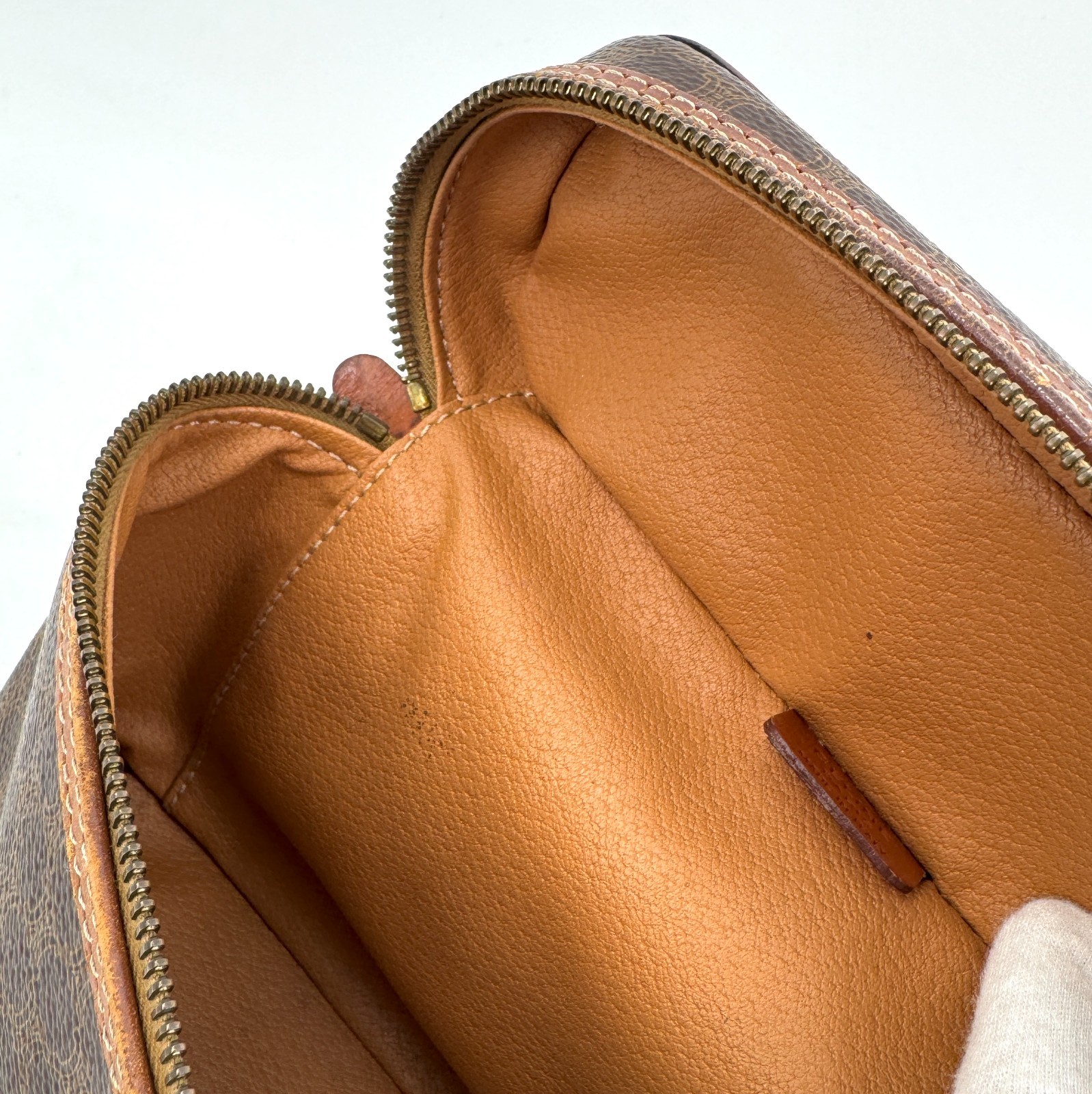 CELINE Vanity Bag Macadam Purse Cosmetic Pouch Brown