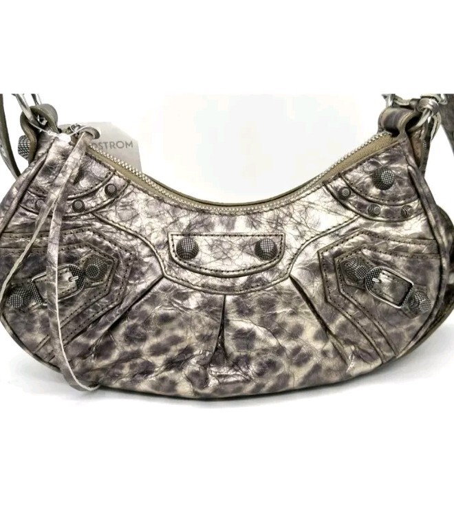 Balenciaga LE CAGOLE XS Metallic Leopard Stud Shoulder Crossbody Mini Bag $2750