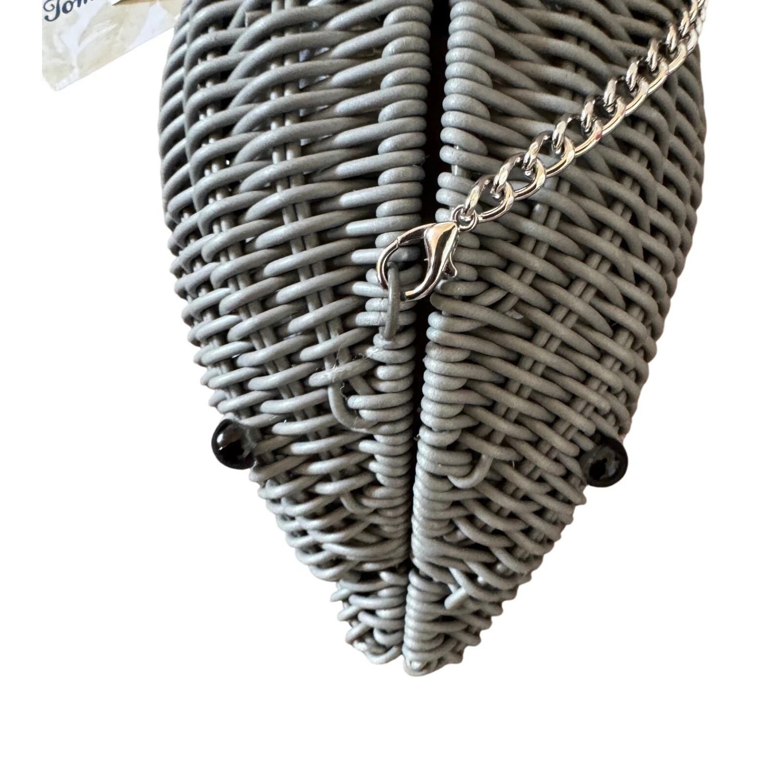 Tommy Bahama Viral Dolphin Gray Wicker Crossbody Bag Silver Chain Hardware NWT!