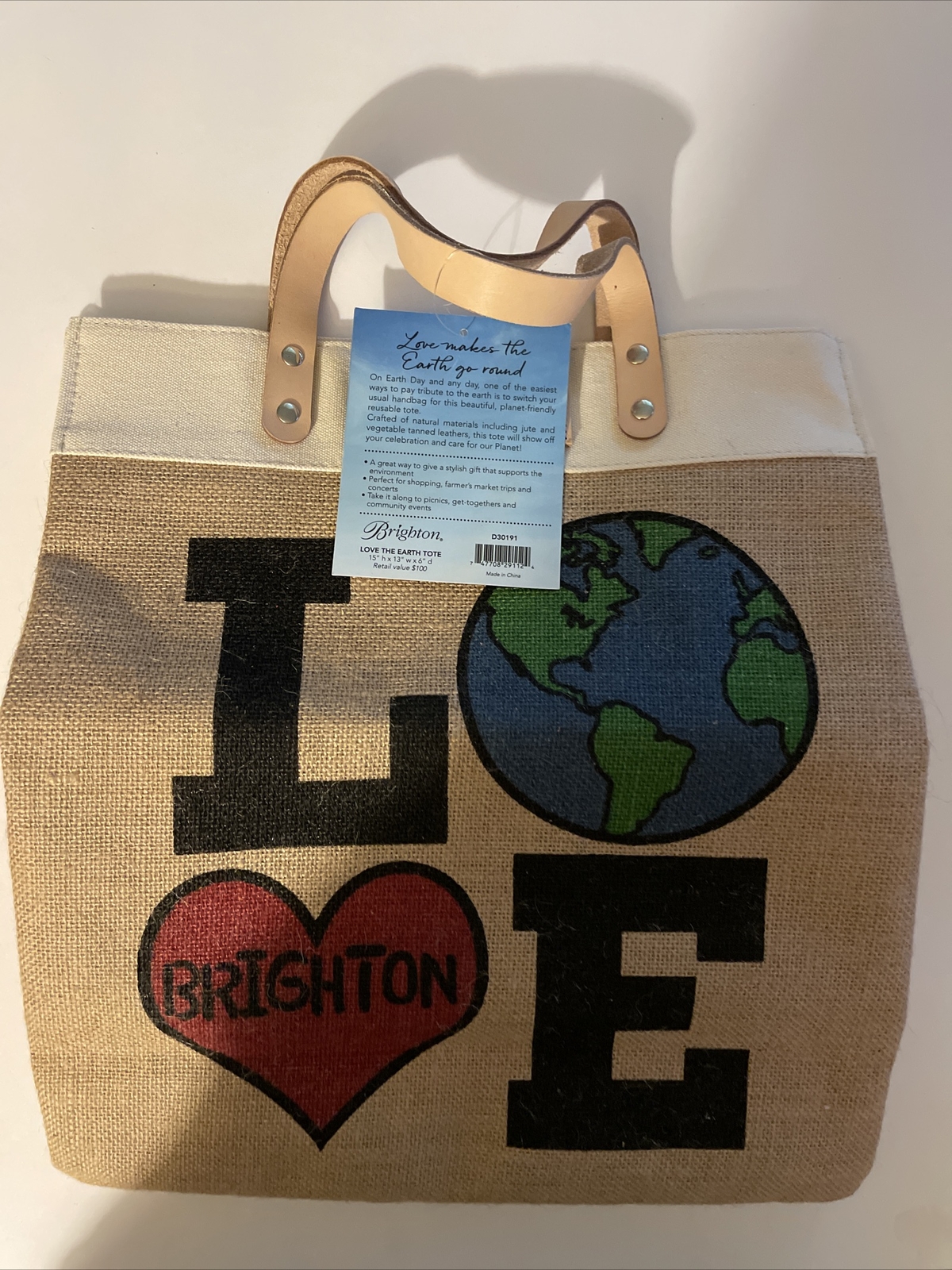 NWT BRIGHTON Unisex “Love the Earth” Tote D30191