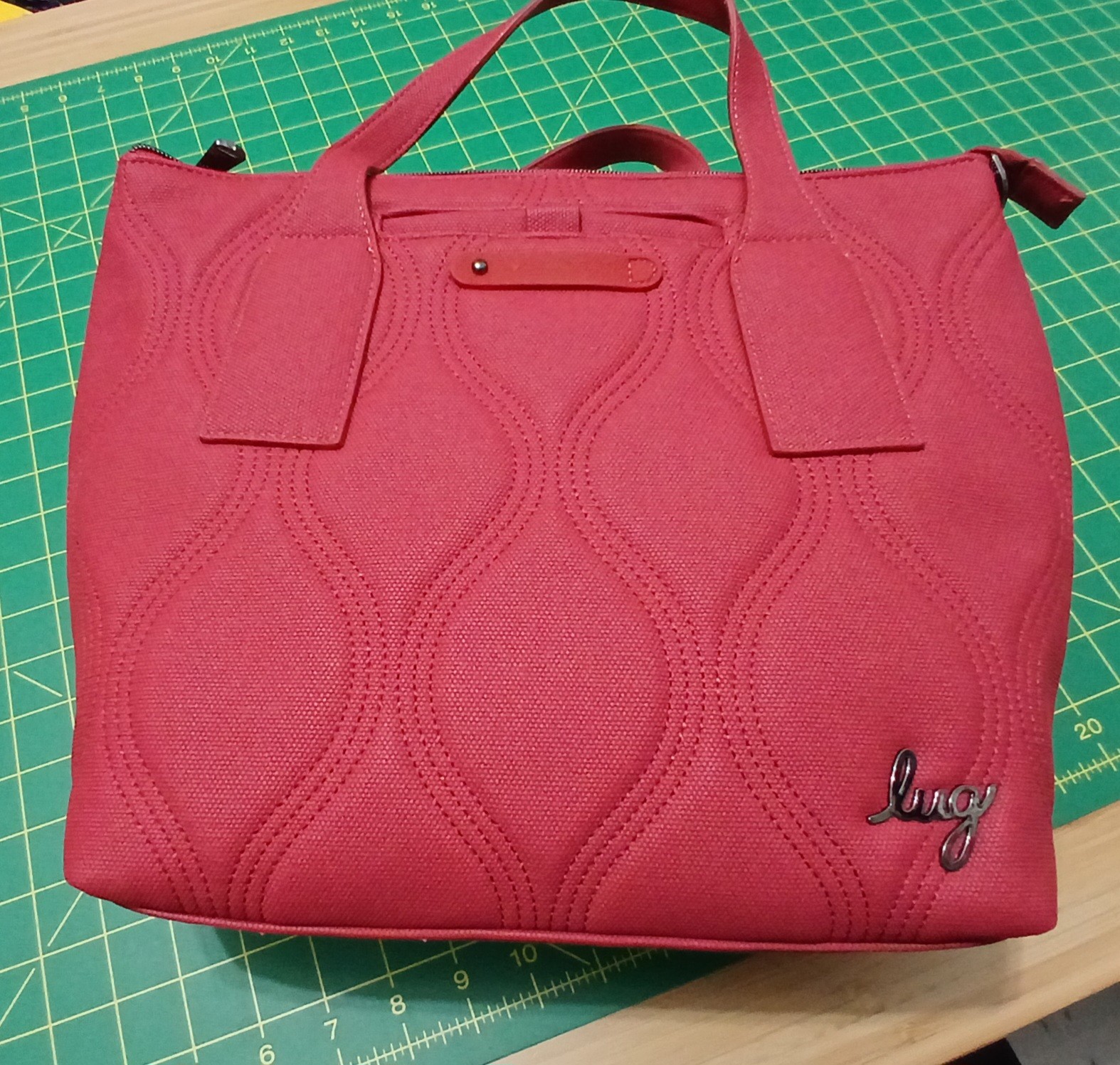 Lug Alto Tote Bag Matte Lux VL in Rosewood Red & Matching Whirly Wallet Wristlet