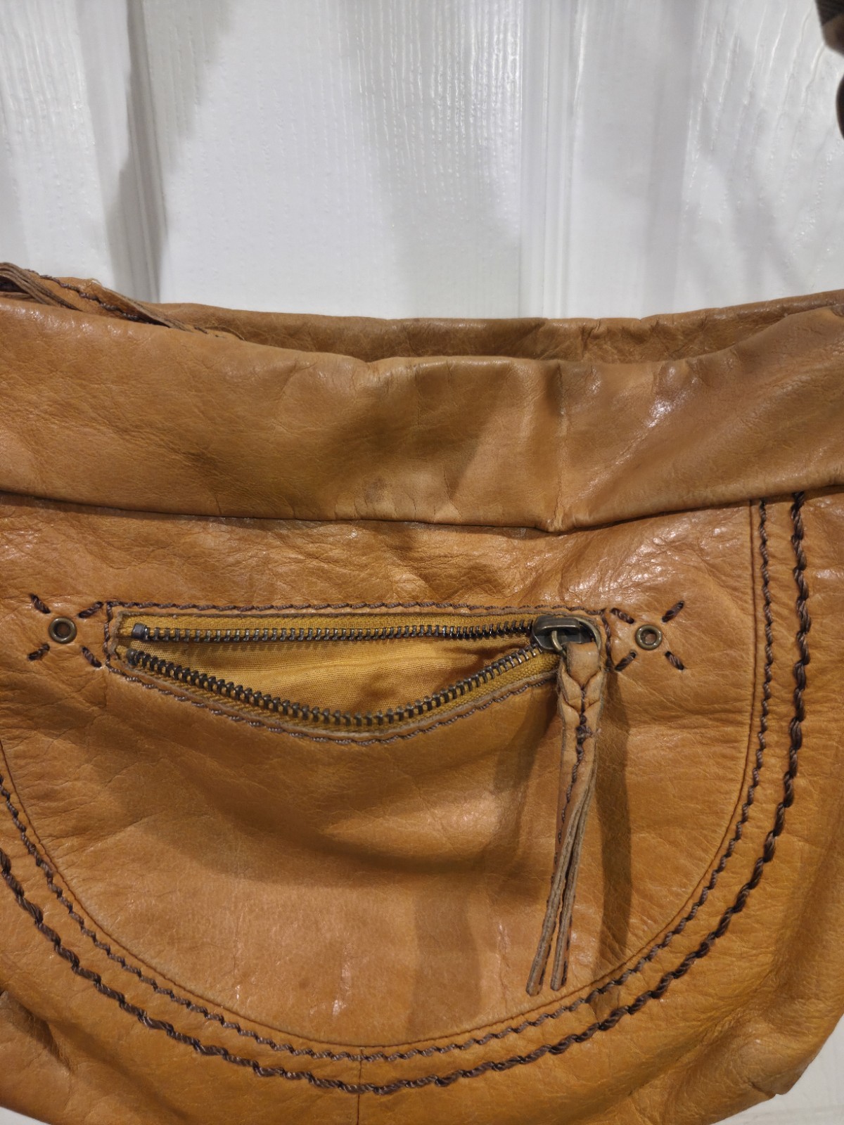 The Sak Indio Demi Shoulder Bag Genuine Leather Yellow Honey Hobo Braided Strap