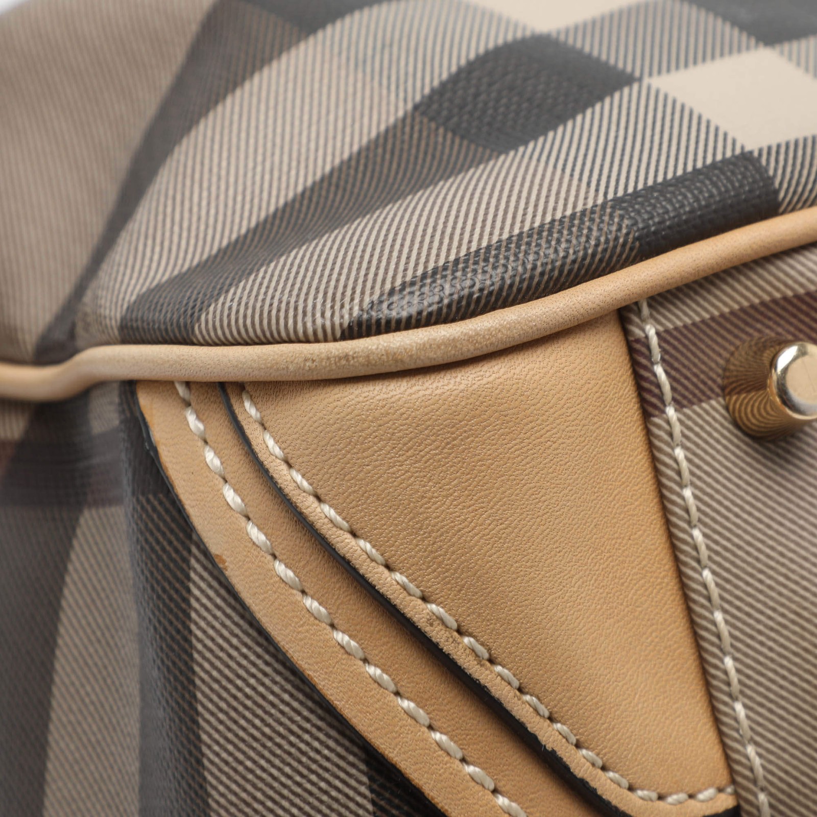 Burberry Canterbury Small Beige Smoke House Check PVC and Leather Tote
